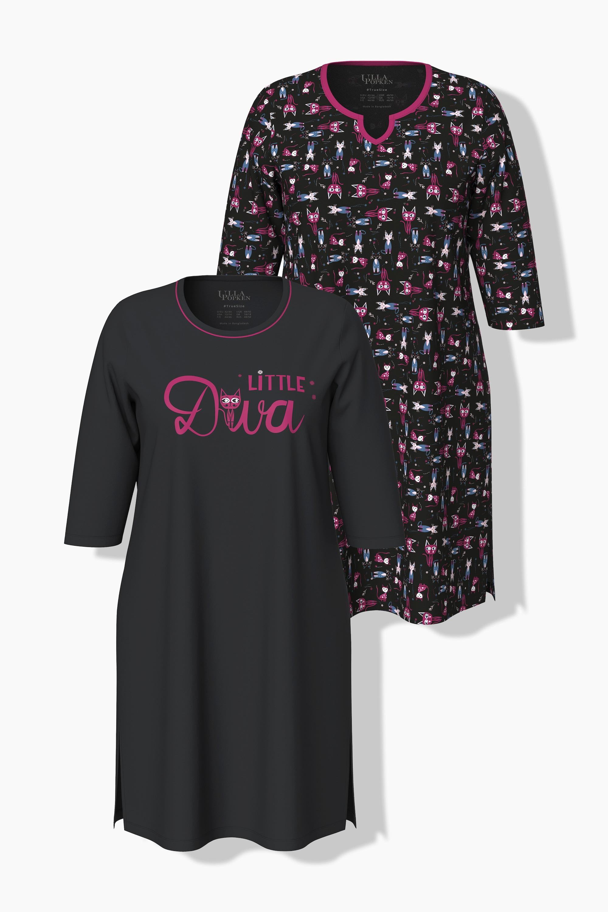 Ulla Popken Bigshirts, 2er-Pack, Rundhals/Tunika-Ausschnitt, 3/4-Arm
