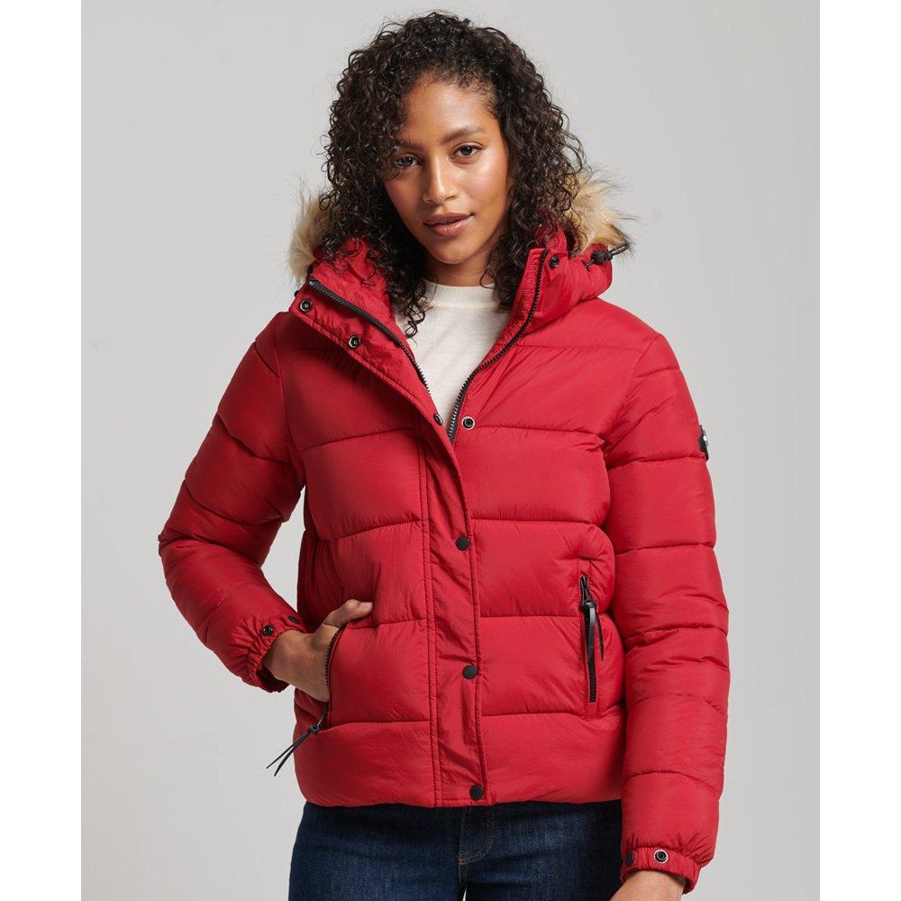 Superdry kurze daunenjacke mit kapuze, damen