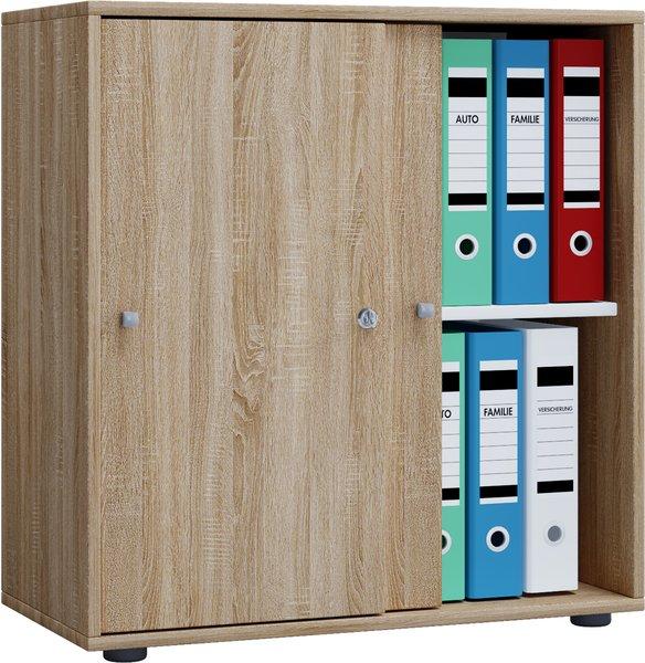 VCM Büroschrank mit 2 Fächern | moderner Aktenschrank mit Schiebetüren | Maße ca. B. 70 x H. 73 x T. 37 cm – Lona 2-Fach