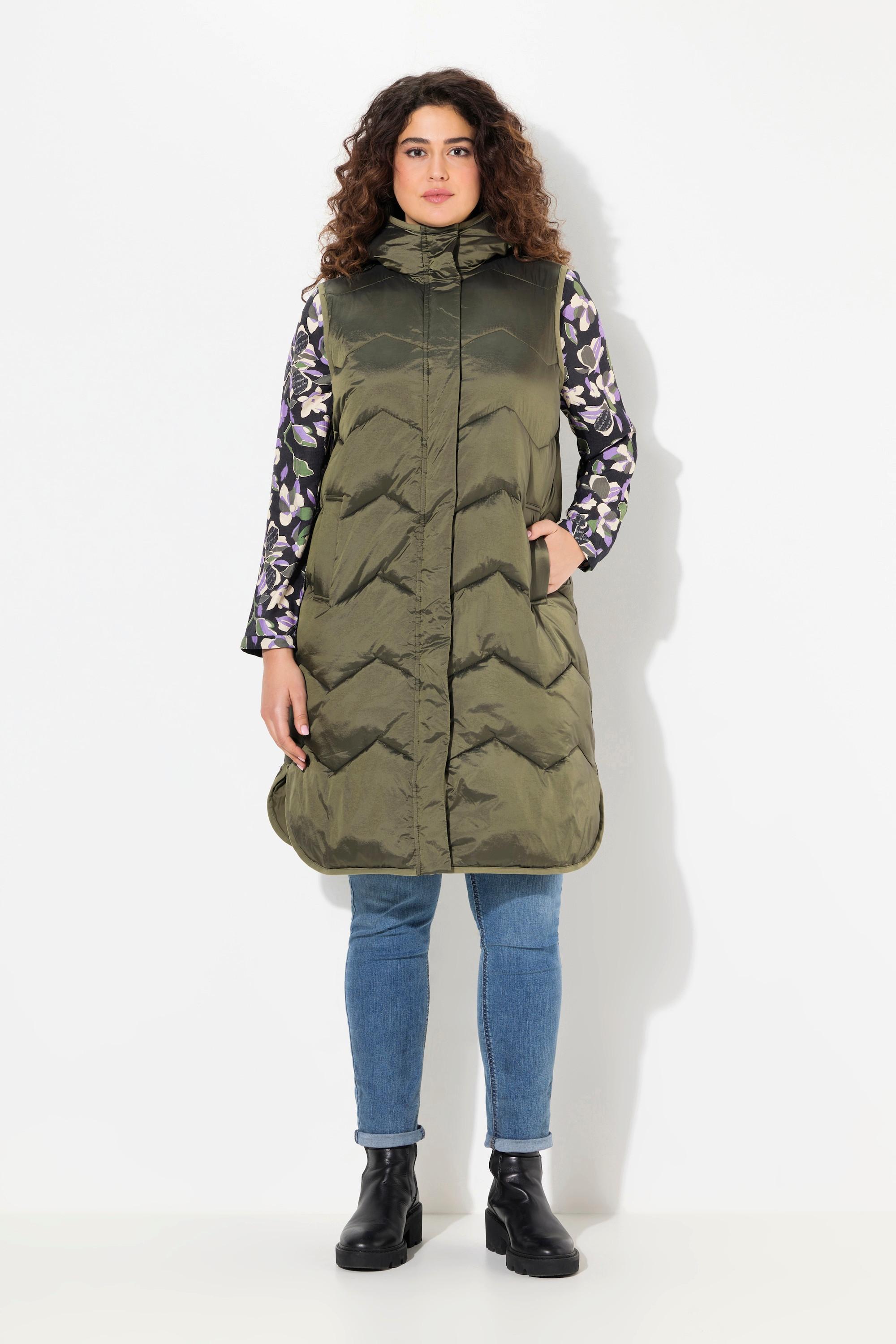 Ulla Popken HYPRAR Funktions-Steppweste, Kapuze, Stehkragen, recycelt