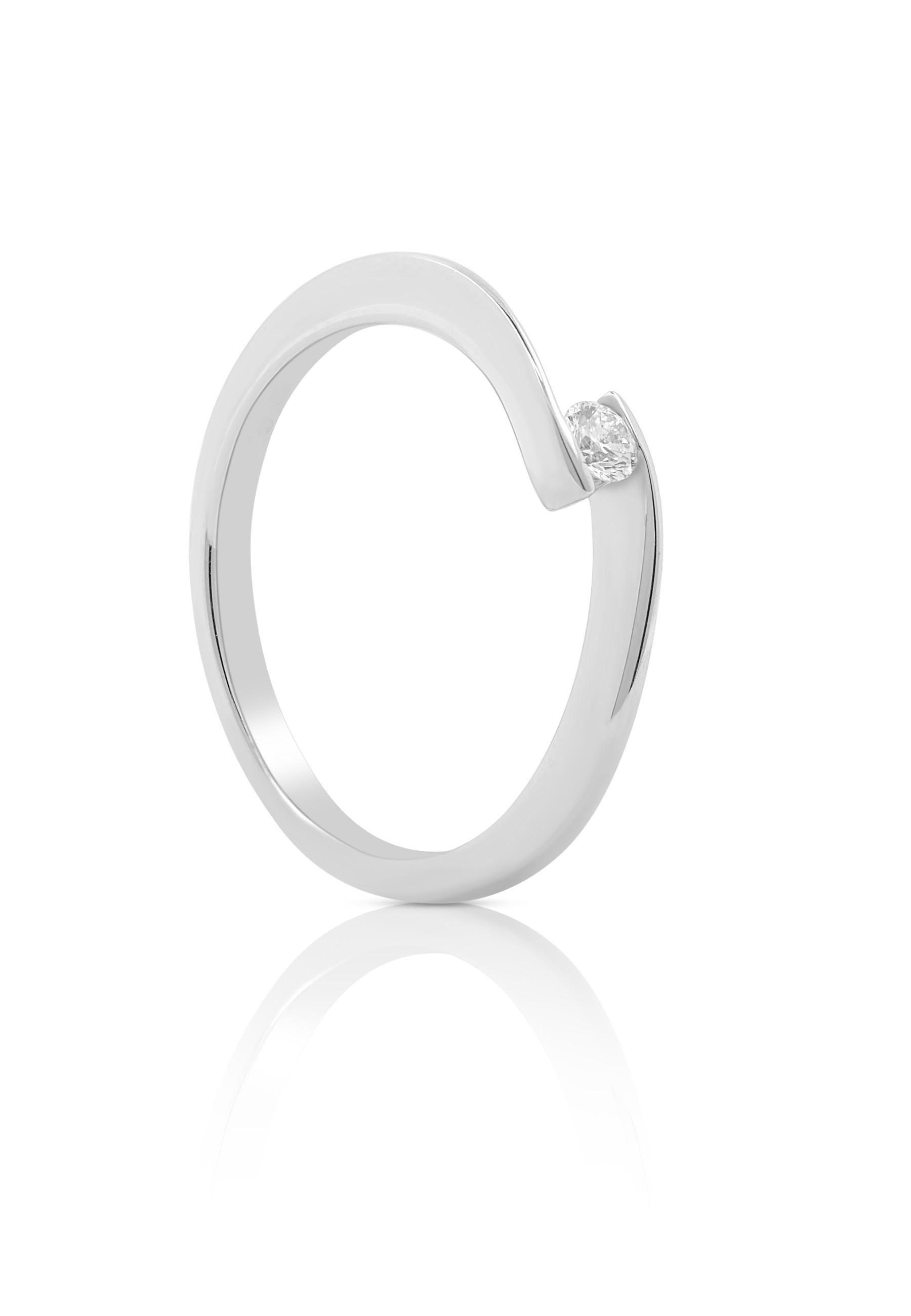 MUAU Schmuck Solitaire Ring Diamant 0.10ct. Weissgold 750