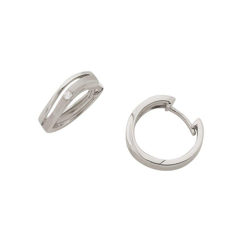 MUAU Schmuck Creolen Weissgold 750 Diamant 0.04ct. 14Mm