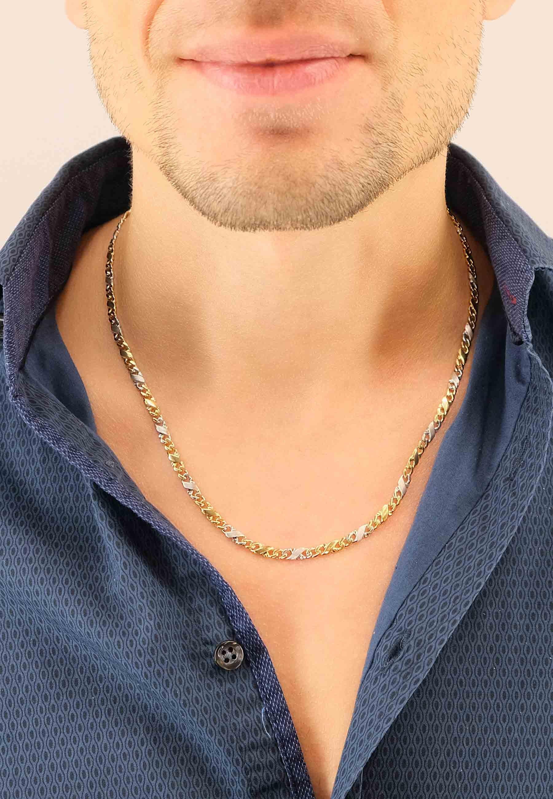 MUAU Schmuck Collier Carrera Bicolor Gelb-/Weissgold 750, 4mm, 45cm