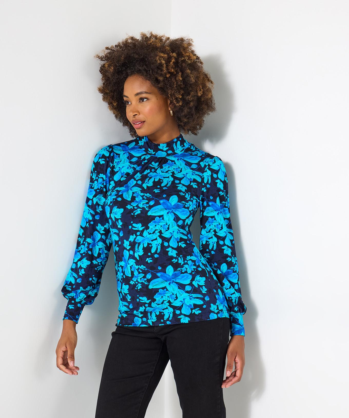 Joe Browns Auffälligeses Blumen-Jersey-Top mit Stehkragen
