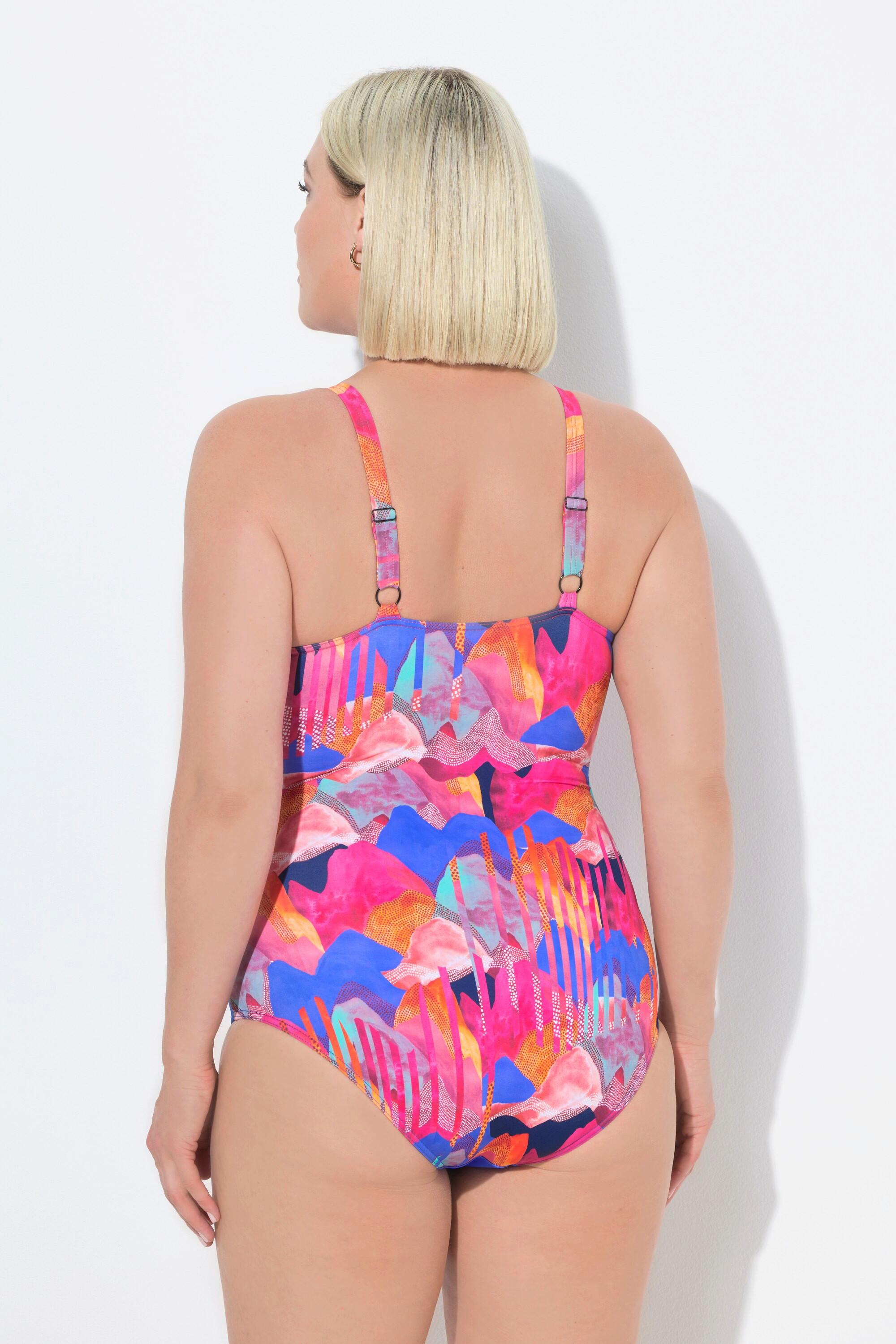 Ulla Popken Badeanzug, Wickeloptik, Softcups, recycelt