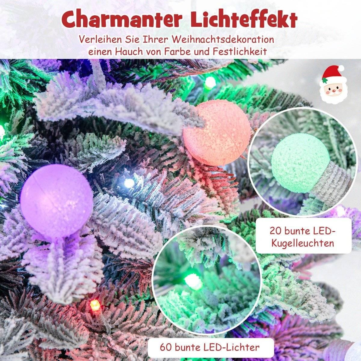 Northix Künstlicher Weihnachtsbaum beflockter Tannenbaum mit 80 mehrfarbigen LED-Lichtern