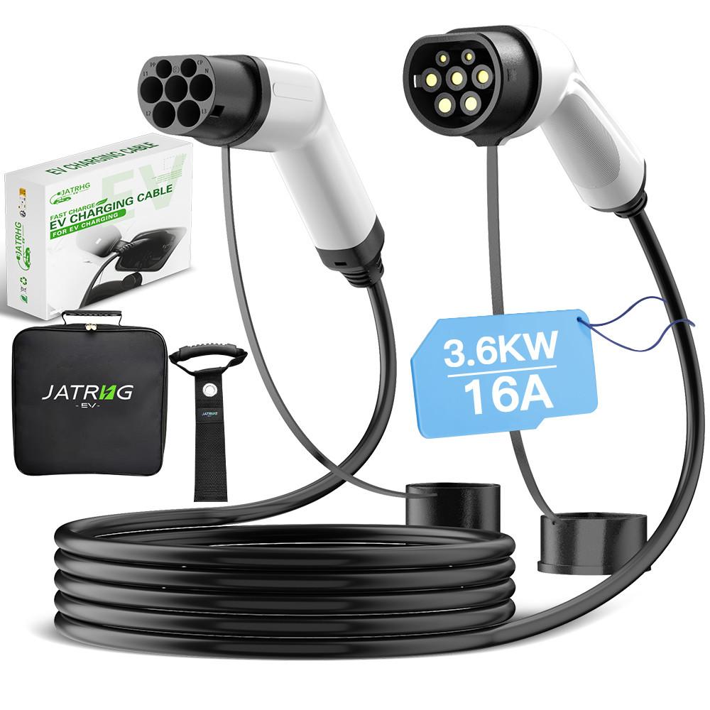 JATRHG JATRHG EV-Ladekabel 3,6 kW 16 Ampere einphasig 10 Meter Elektrofahrzeug und wiederaufladbarer Hybrid von Typ 2 zu Typ 2