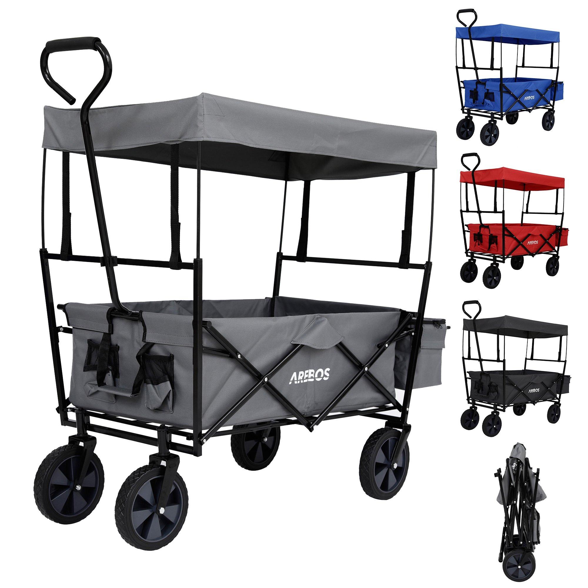 Arebos Bollerwagen mit Dach | Handwagen Transportkarre | Gerätewagen