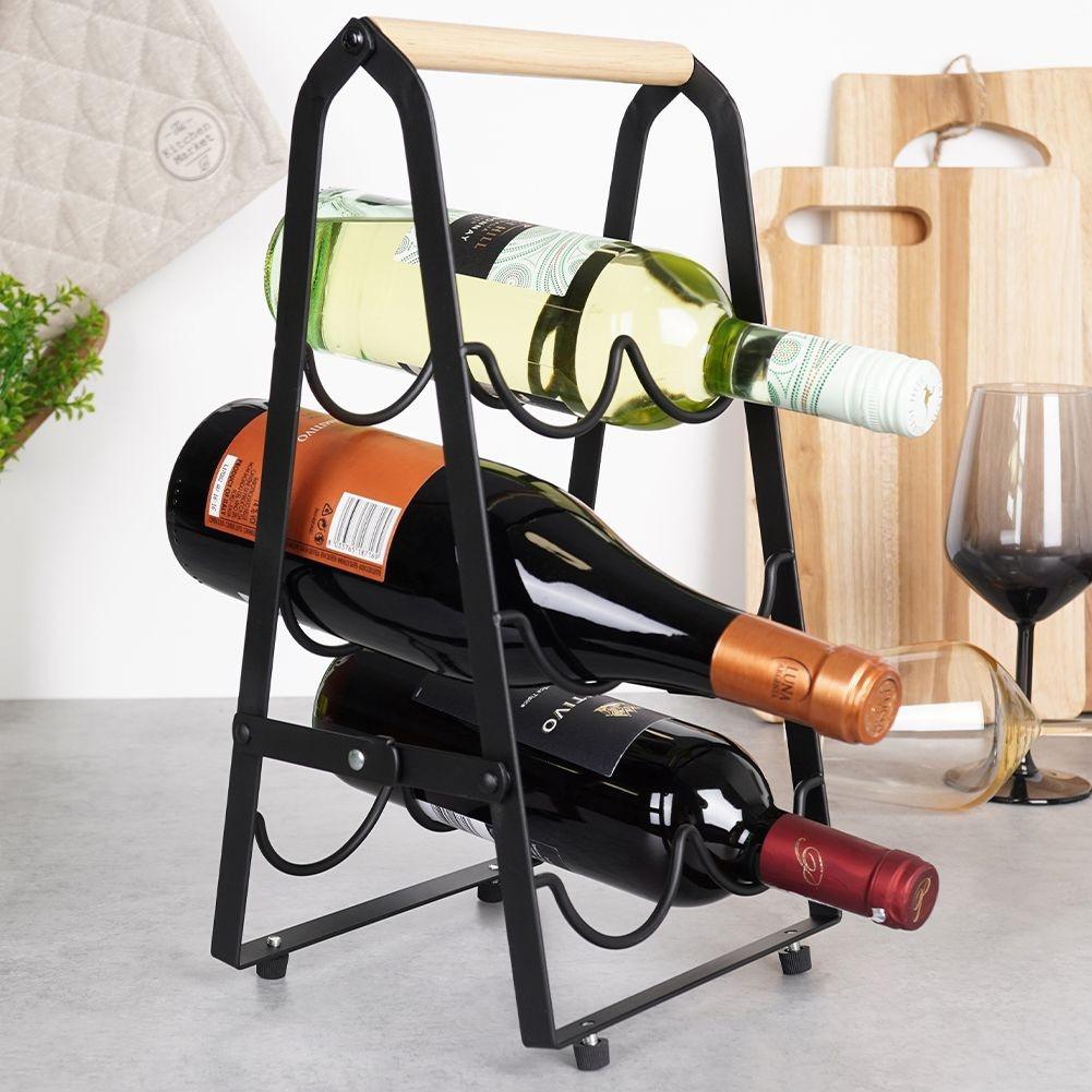 B2X Elegantes Weinflaschenregal ausem Metall und Holz