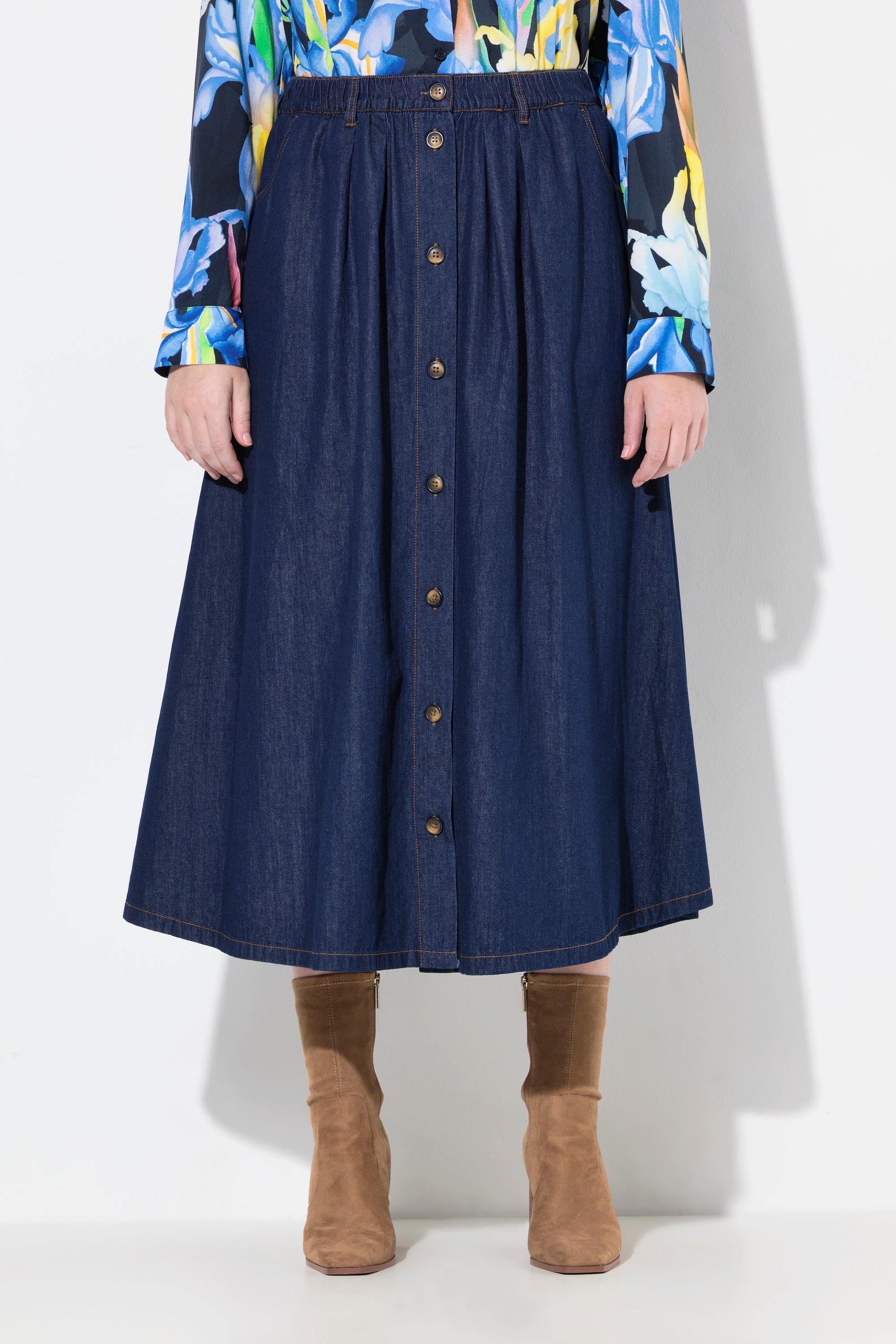 Ulla Popken Jeansrock, A-Linie, Schmuckknöpfe, Elastikbund