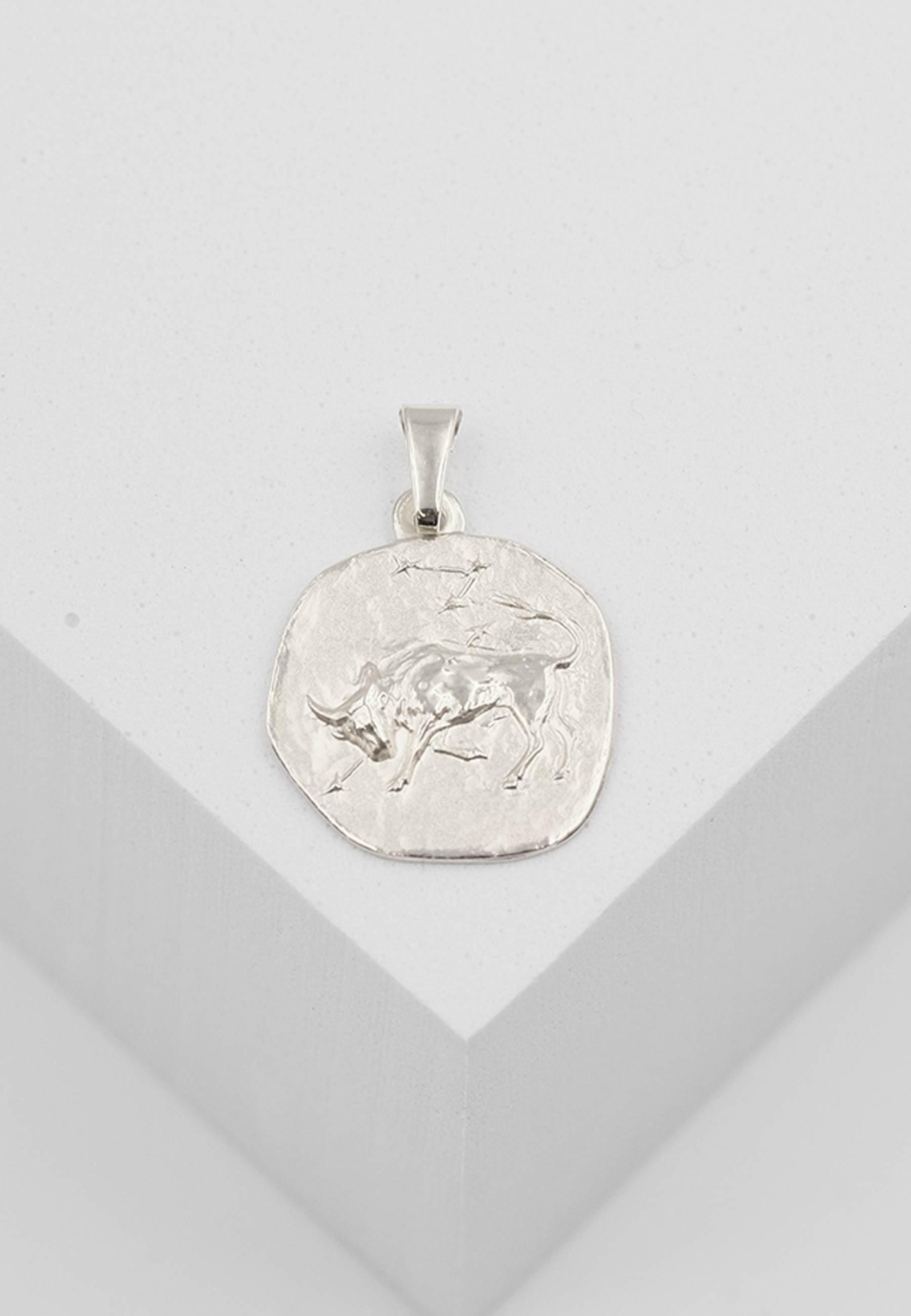 MUAU Schmuck Anhänger Sternzeichen Stier Weissgold 750, 16x22mm