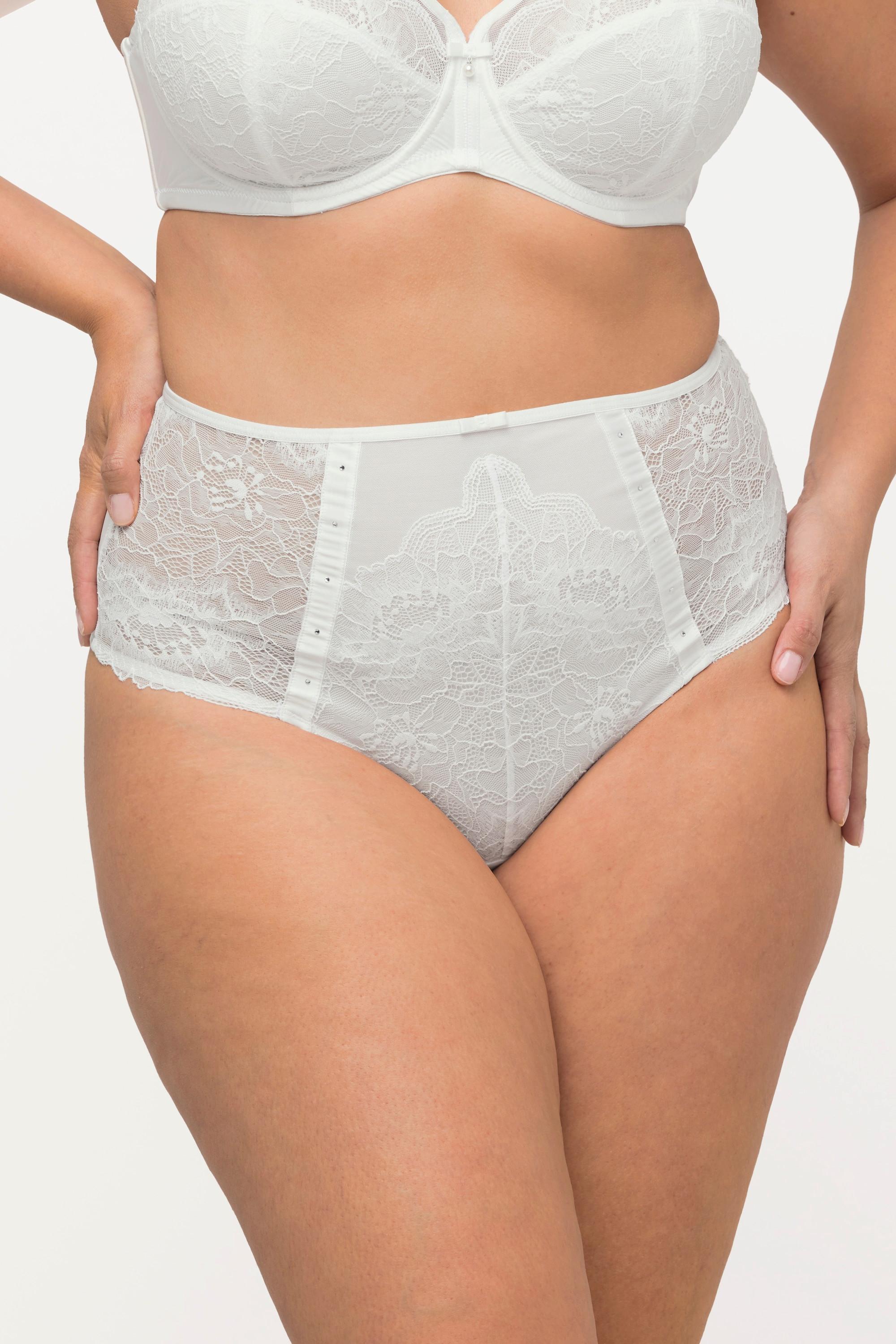 Ulla Popken String-Panty, Spitze, T-String hinten, Ziersteine