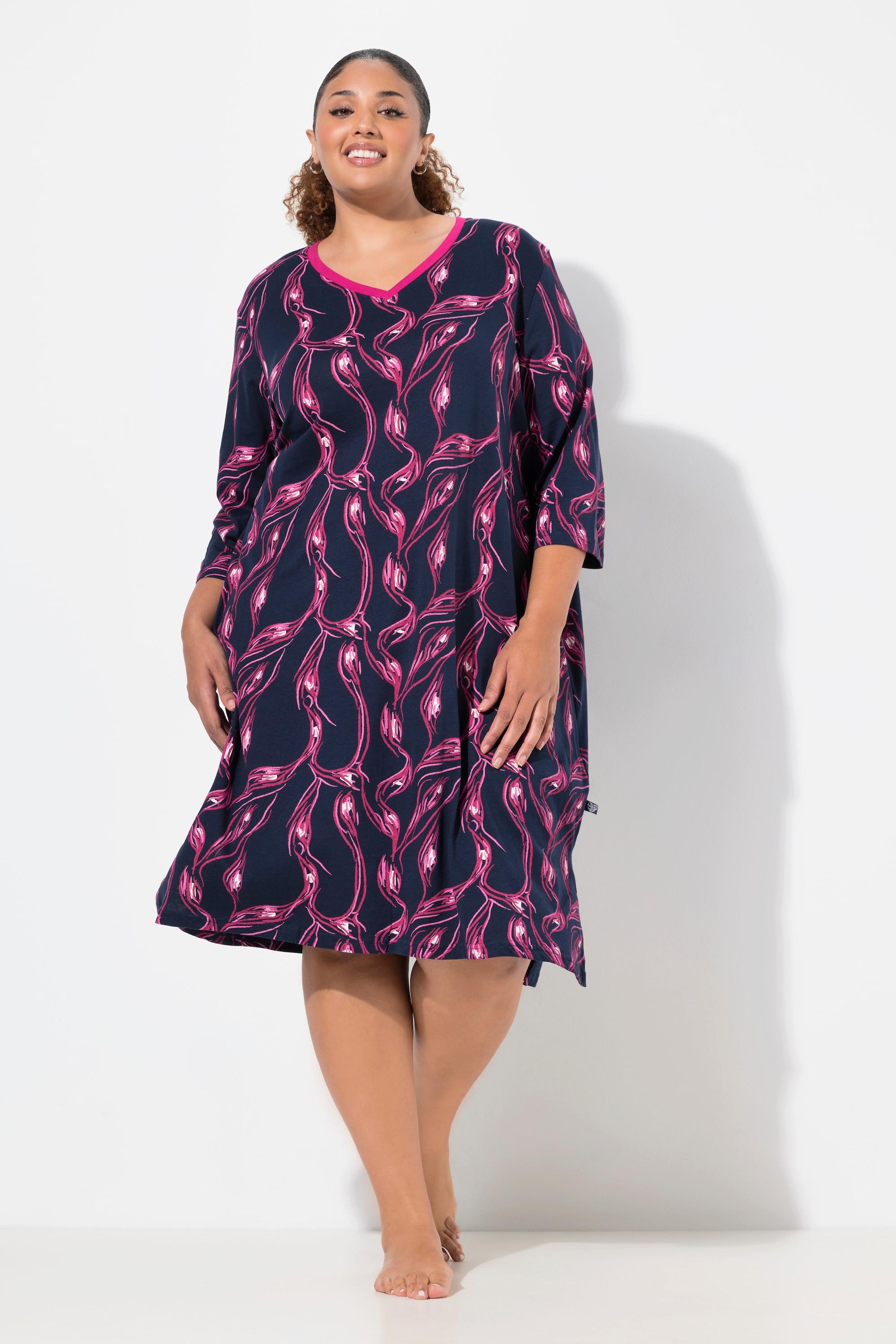Ulla Popken Bigshirts, 2er-Pack, V-Ausschnitt/Rundhals, 3/4-Arm