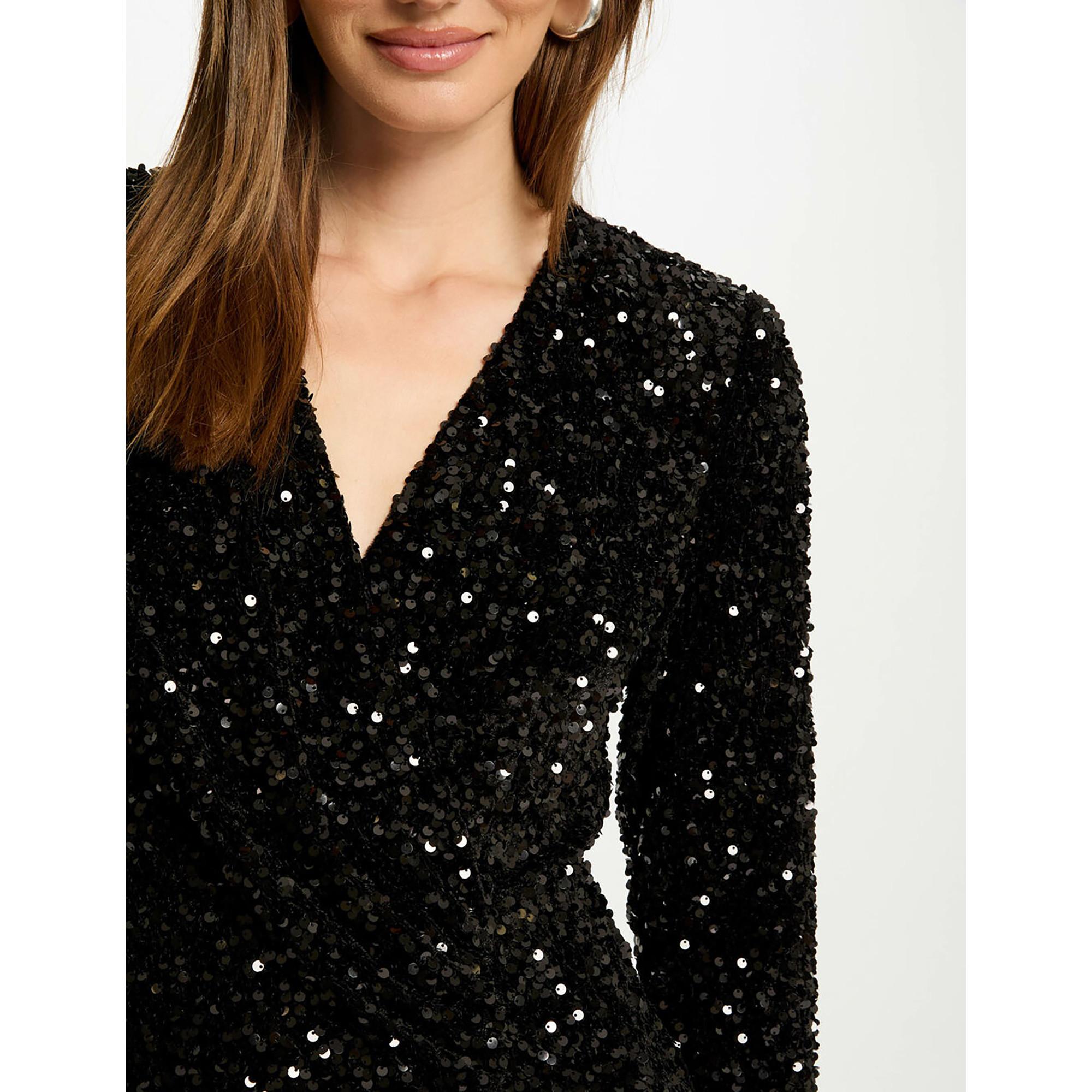 MORGAN Pailletten Langarm Maxikleid