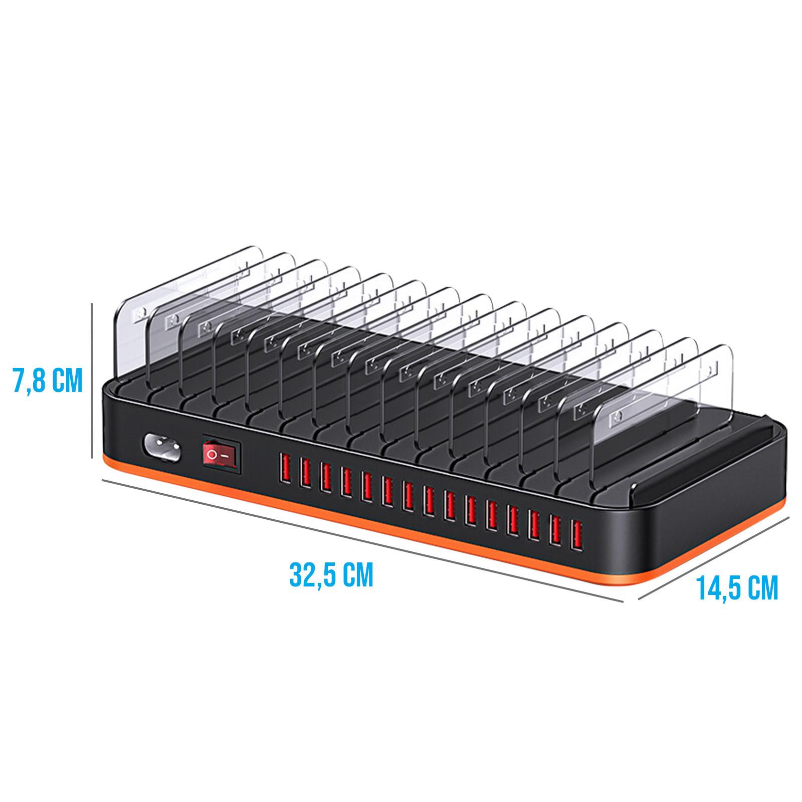 Avizar Ladestation 100W 15 USB Schwarz