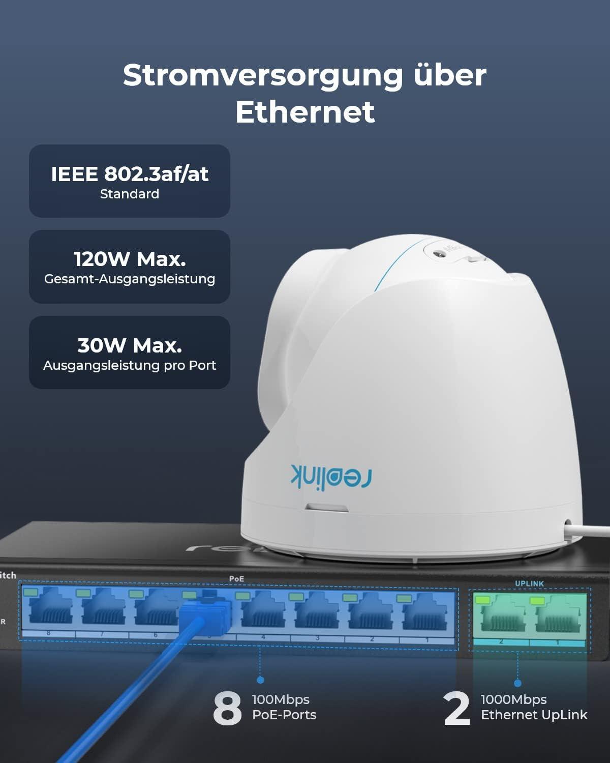 Reolink Switch 10 Port PoE 120W 8x PoE 100M/bit2x Giga Port