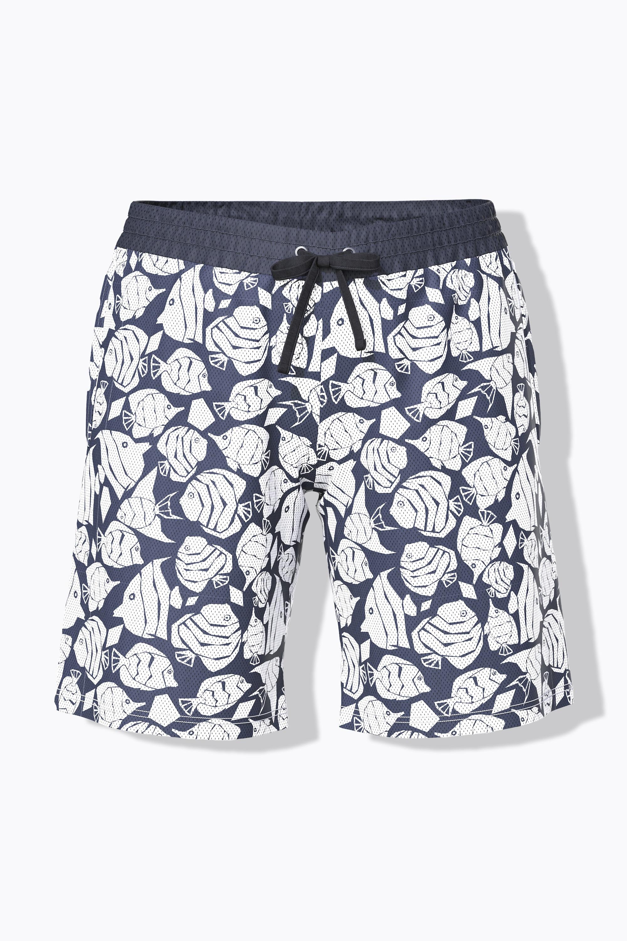 Ulla Popken Aktiv-Shorts, Mesh, Fische, weites Bein, Elastikbund