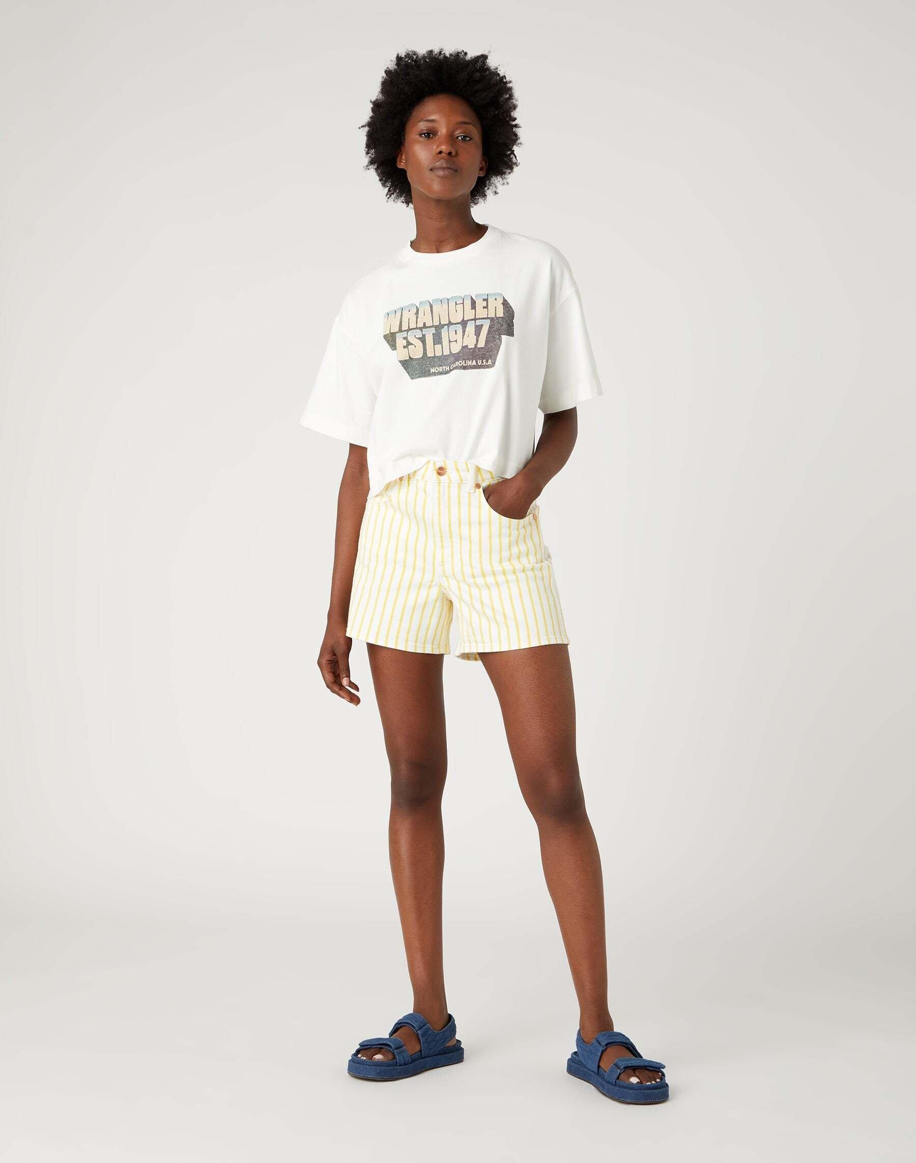 Wrangler Donna High Waist Gestreifte Jeansshorts