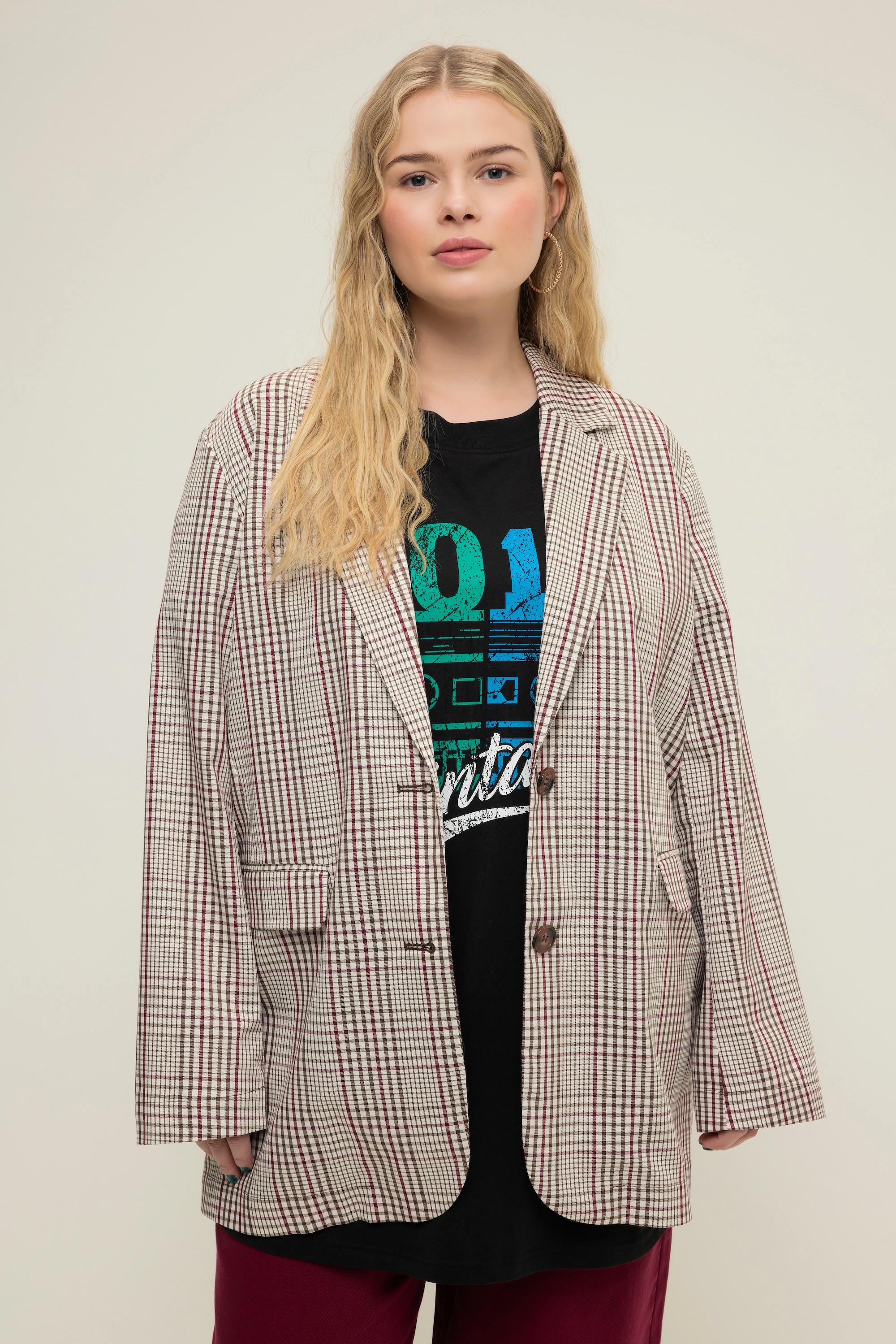 Studio Untold Oversized-Blazer, Karo, Revers, Langarm