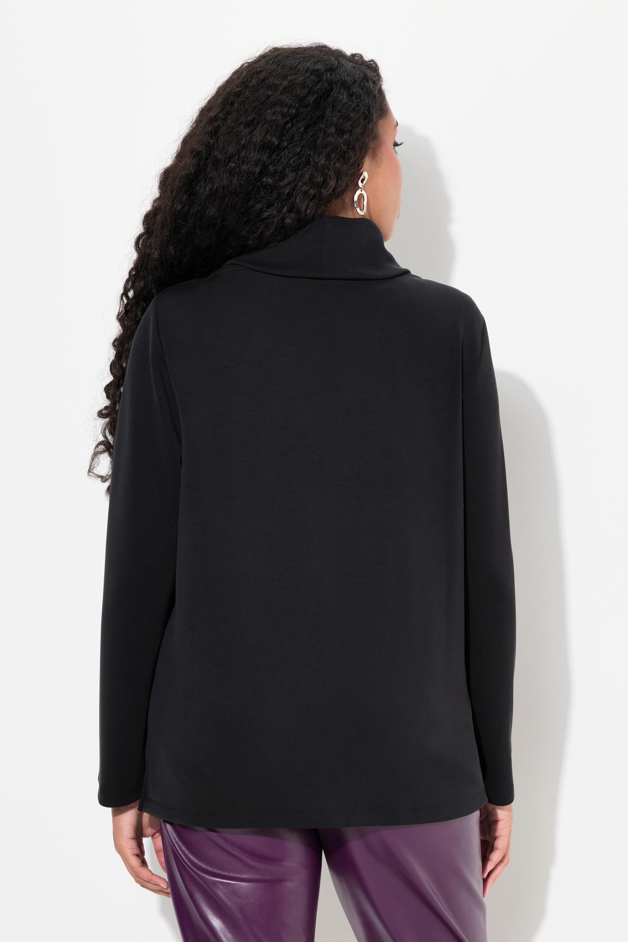 Ulla Popken Sweatshirt, Ziersteintaschen, Boxy, Stehkragen, Langarm