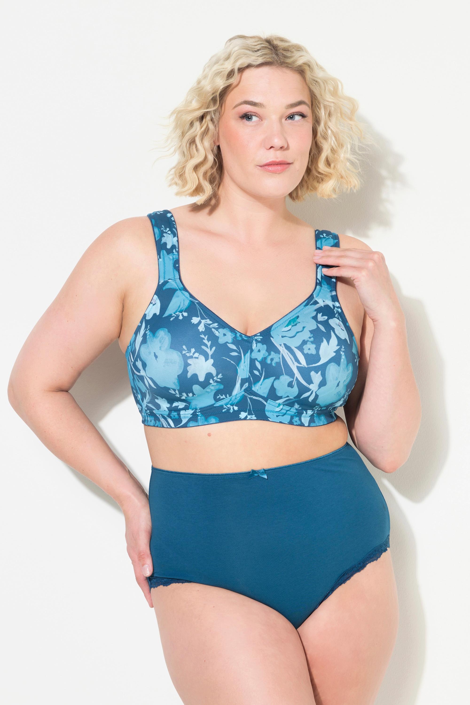 Ulla Popken Mikrofaser-BH, Blüten, ohne Bügel, Cup C - E