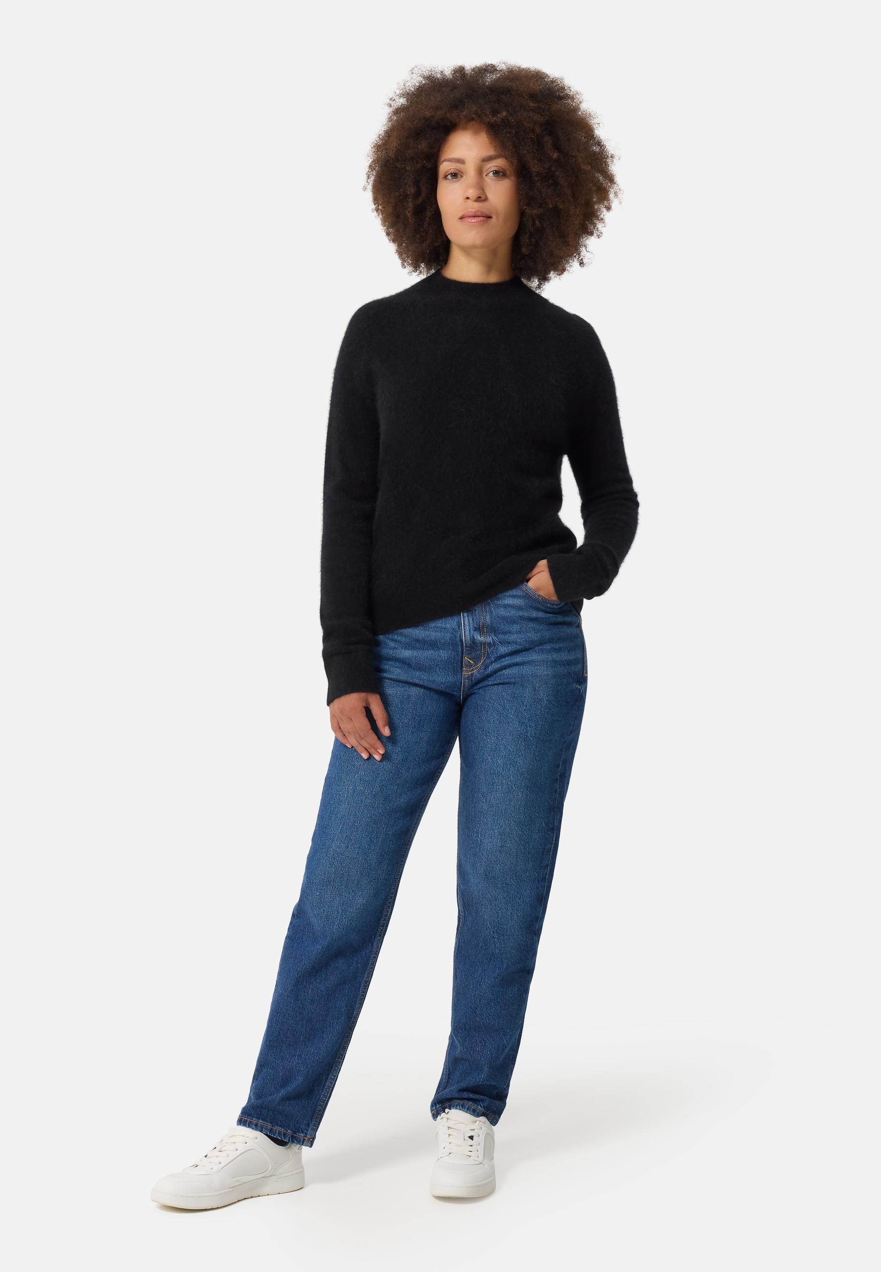 CASH-MERE.CH Brushed Kaschmir Pullover mit kurzem Stehkragen