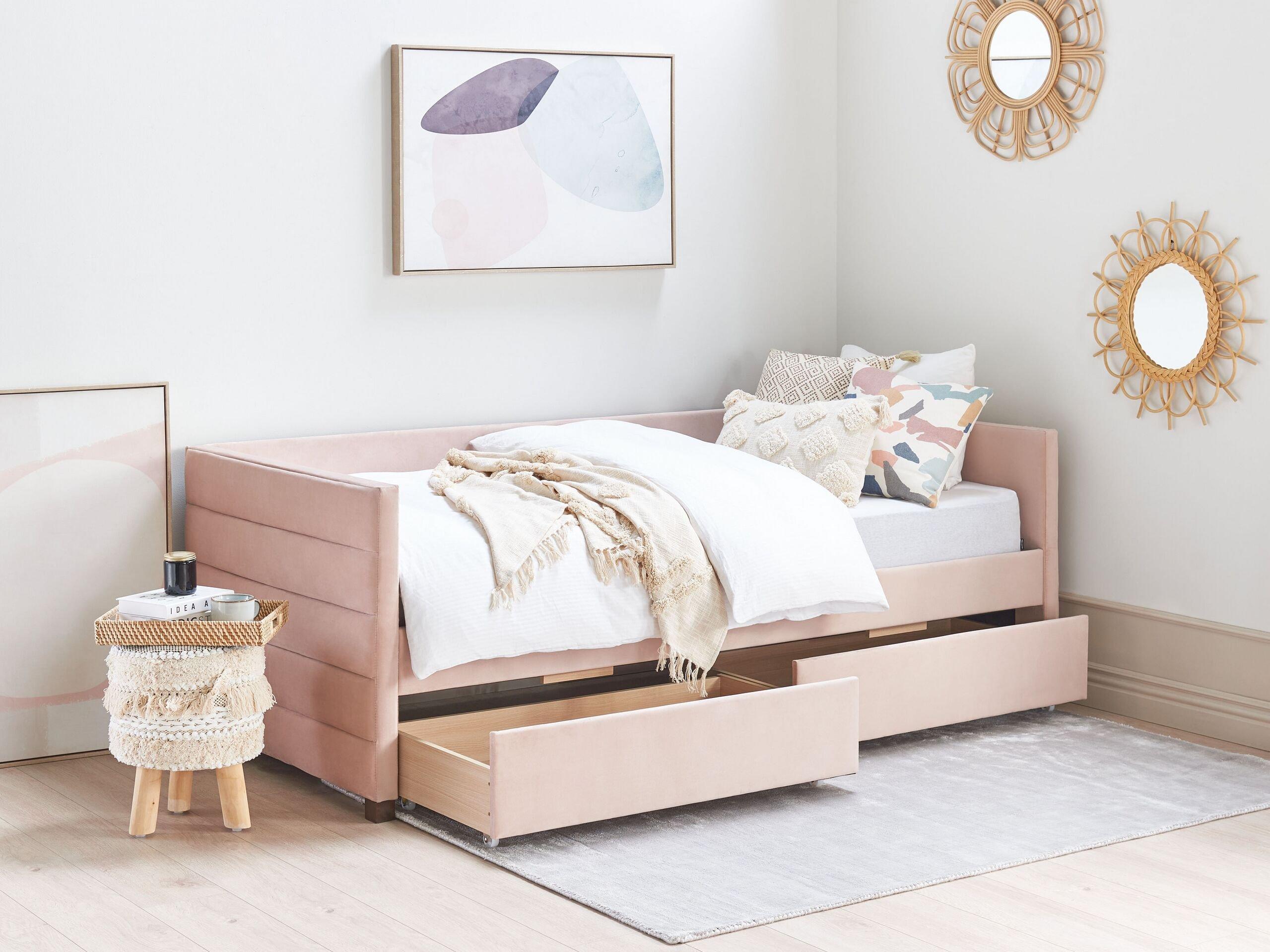 Beliani Bett mit Bettkasten aus Samtstoff Glamourös MARRAY