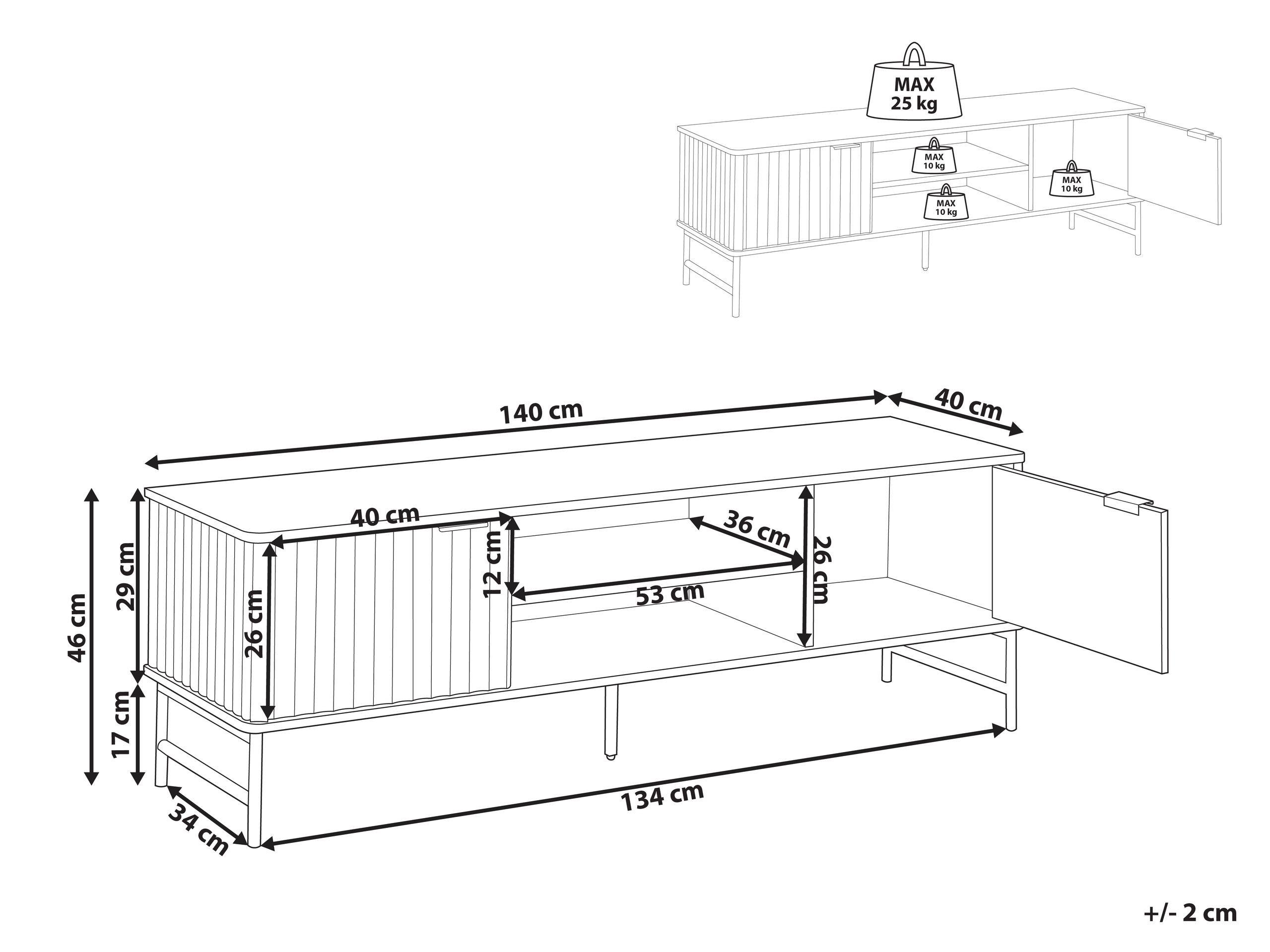 Beliani TV-Möbel aus MDF-Platte Modern GLASTONBURY