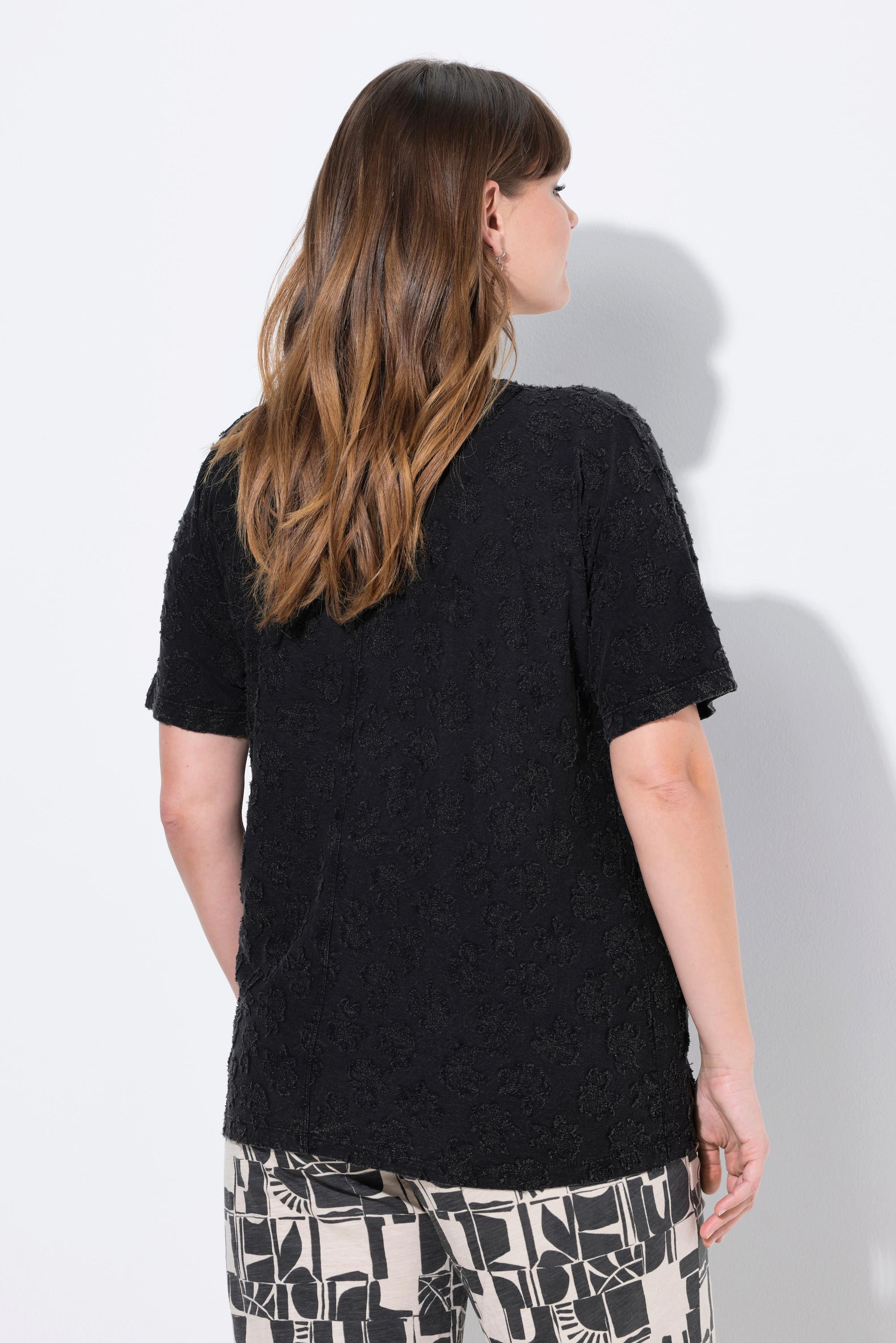 Ulla Popken T-Shirt 3D Struktur Rundhals Halbarm