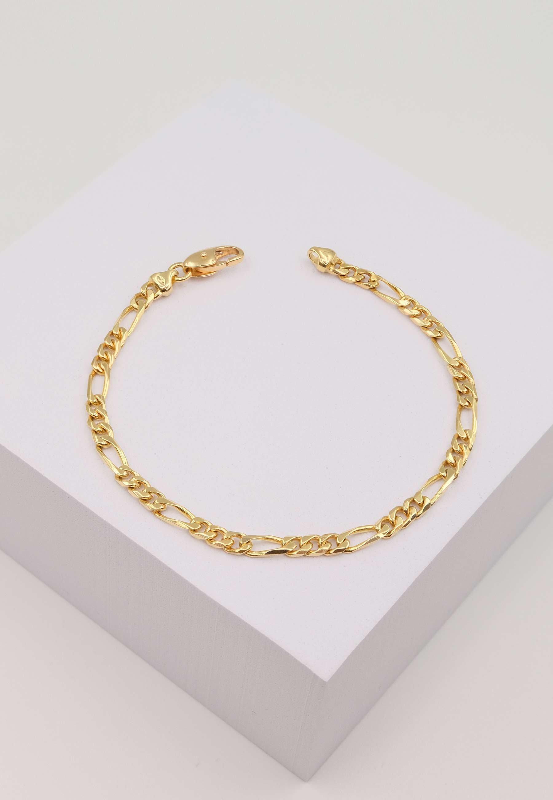 MUAU Schmuck Bracelet Figaro Gelbgold 750, 19cm, 4mm