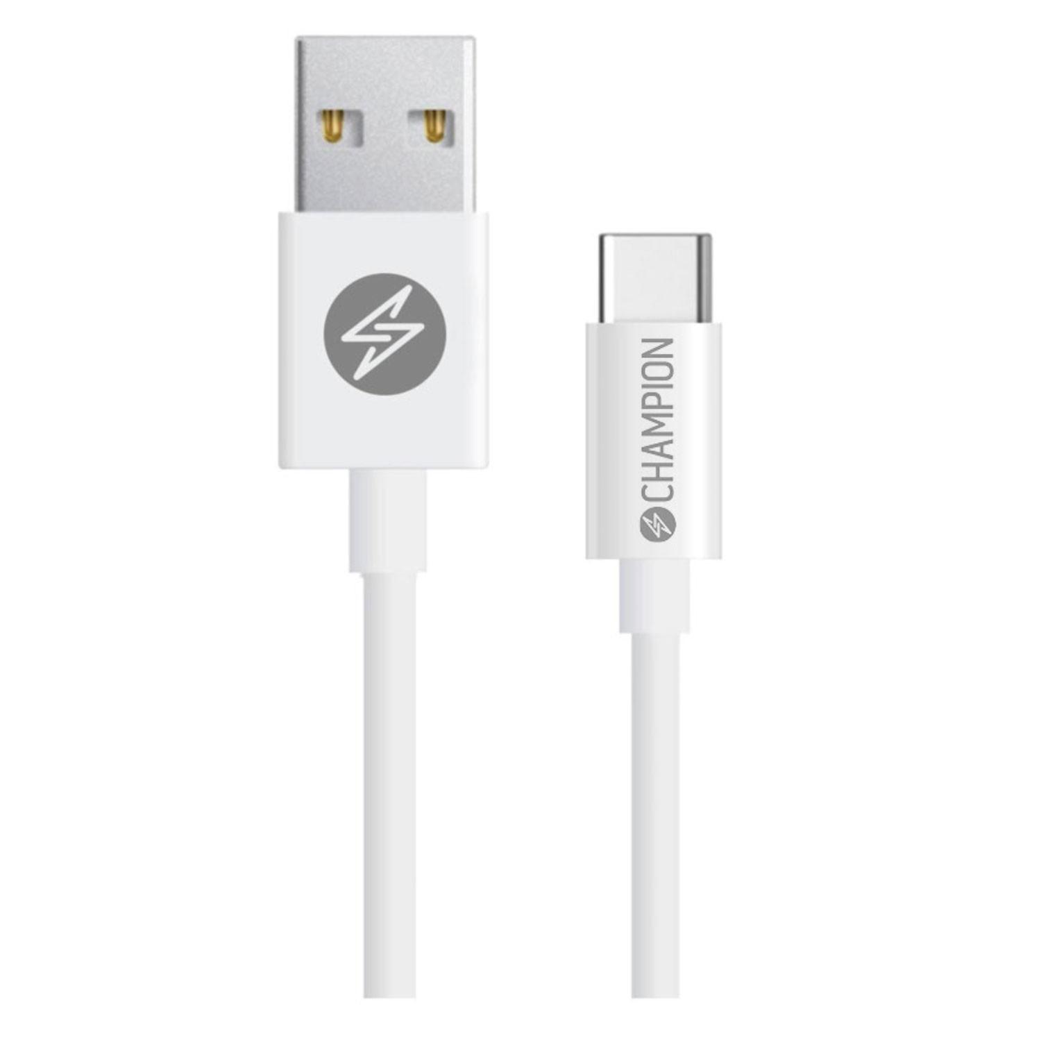 Champion USB-A-auf-USB-C-Kabel, 2 m, Weiß