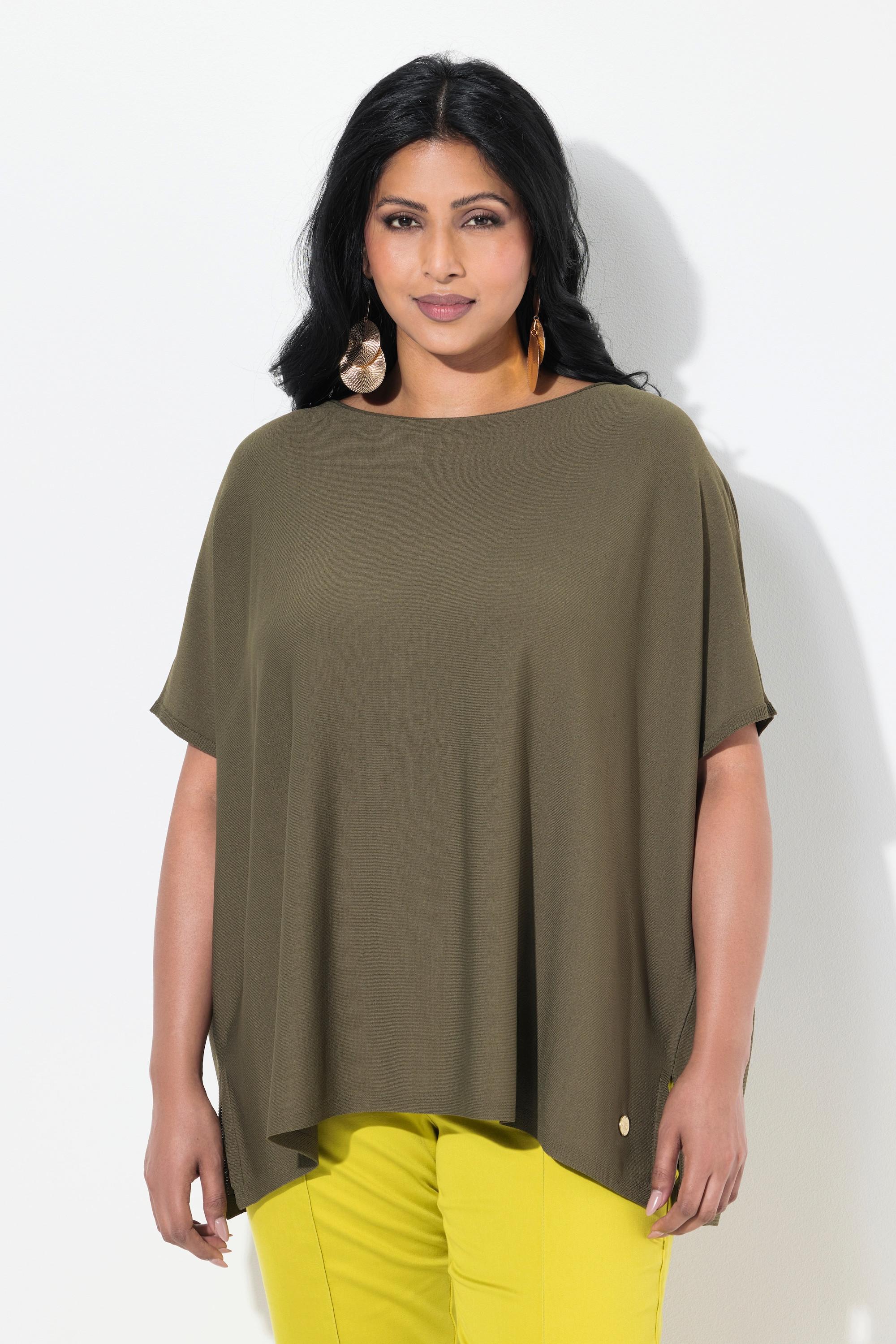 Ulla Popken Pullover, oversized, U-Boot-Ausschnitt, Fledermausarm