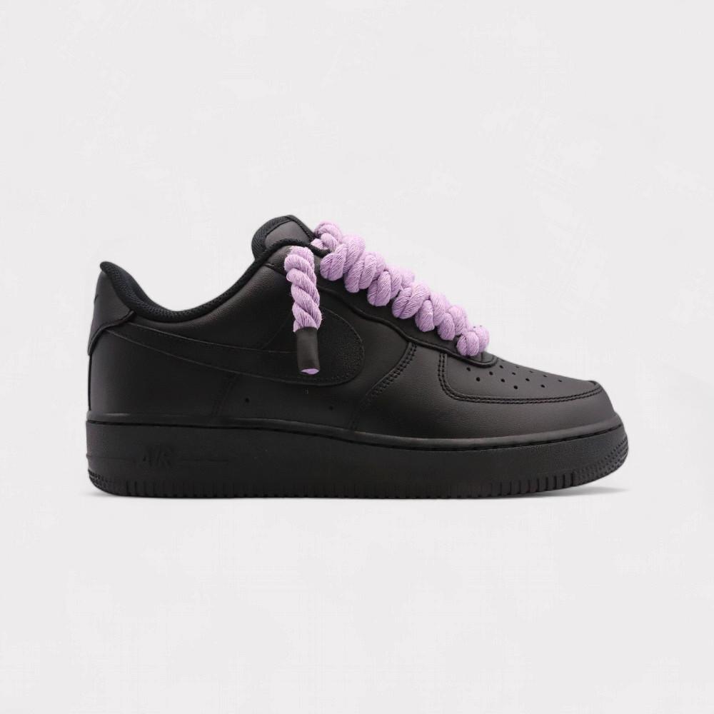 NIKE Air Force 1 Black - Rope Lace Light Violet