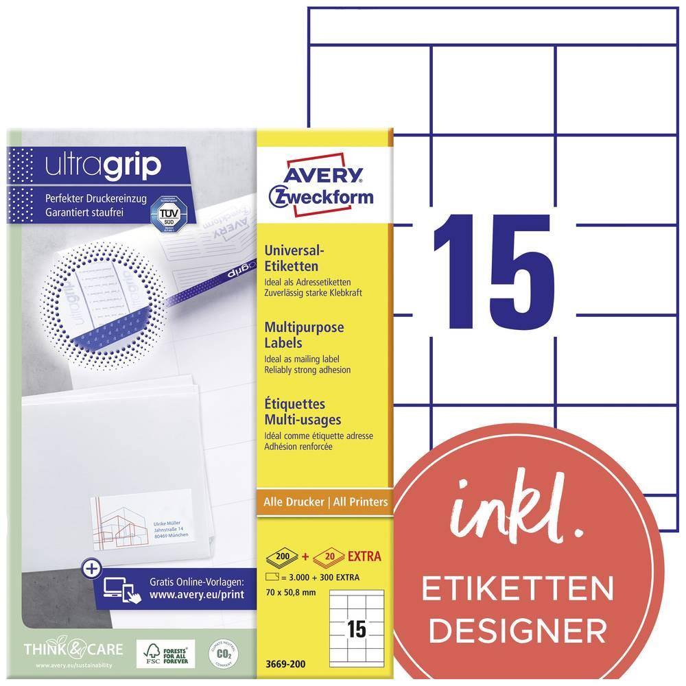 Avery-Zweckform Avery Zweckform Universal-Etiketten, Permanent mit Ultragrip, 70 x 50.8 mm, Inkjet, Laser s/w