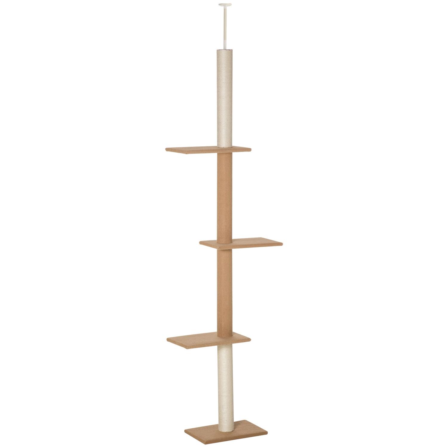 Northio Höhenverstellbarer Kratzbaum Kletterbaum Für Katzen, Spielbaum, Khaki, 43X27X228-260Cm