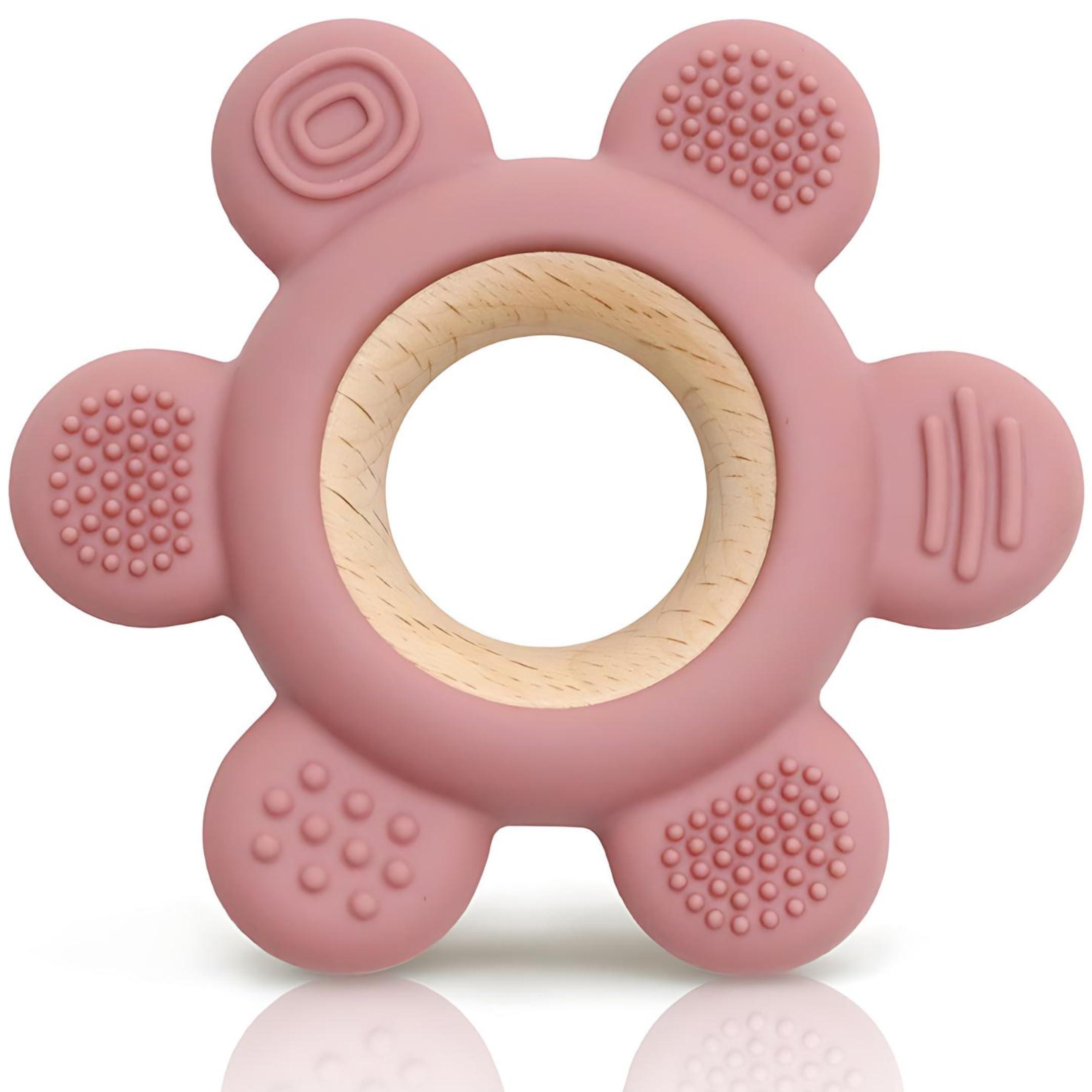 Activity-board Beißring Blume - Beißspielzeug - Zahnen - Stillen - Silikon-Zubehör für Babys