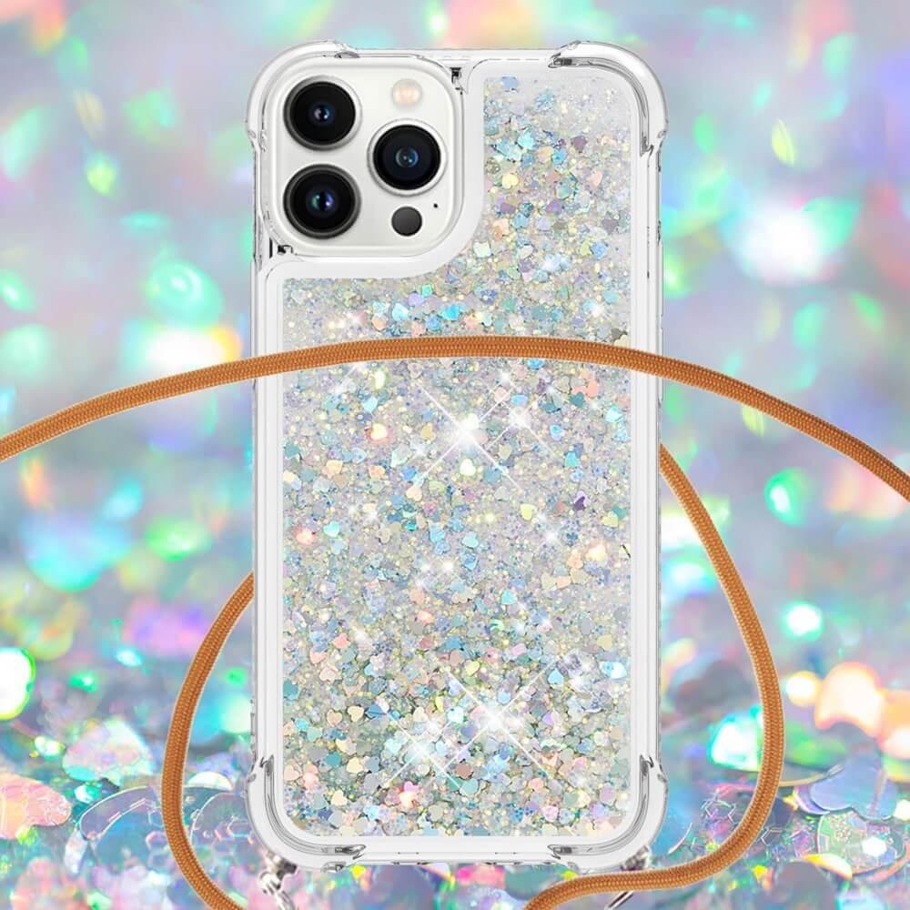 Cover-Discount iPhone 15 Pro Max - Glitzer Hülle mit Umhängeband