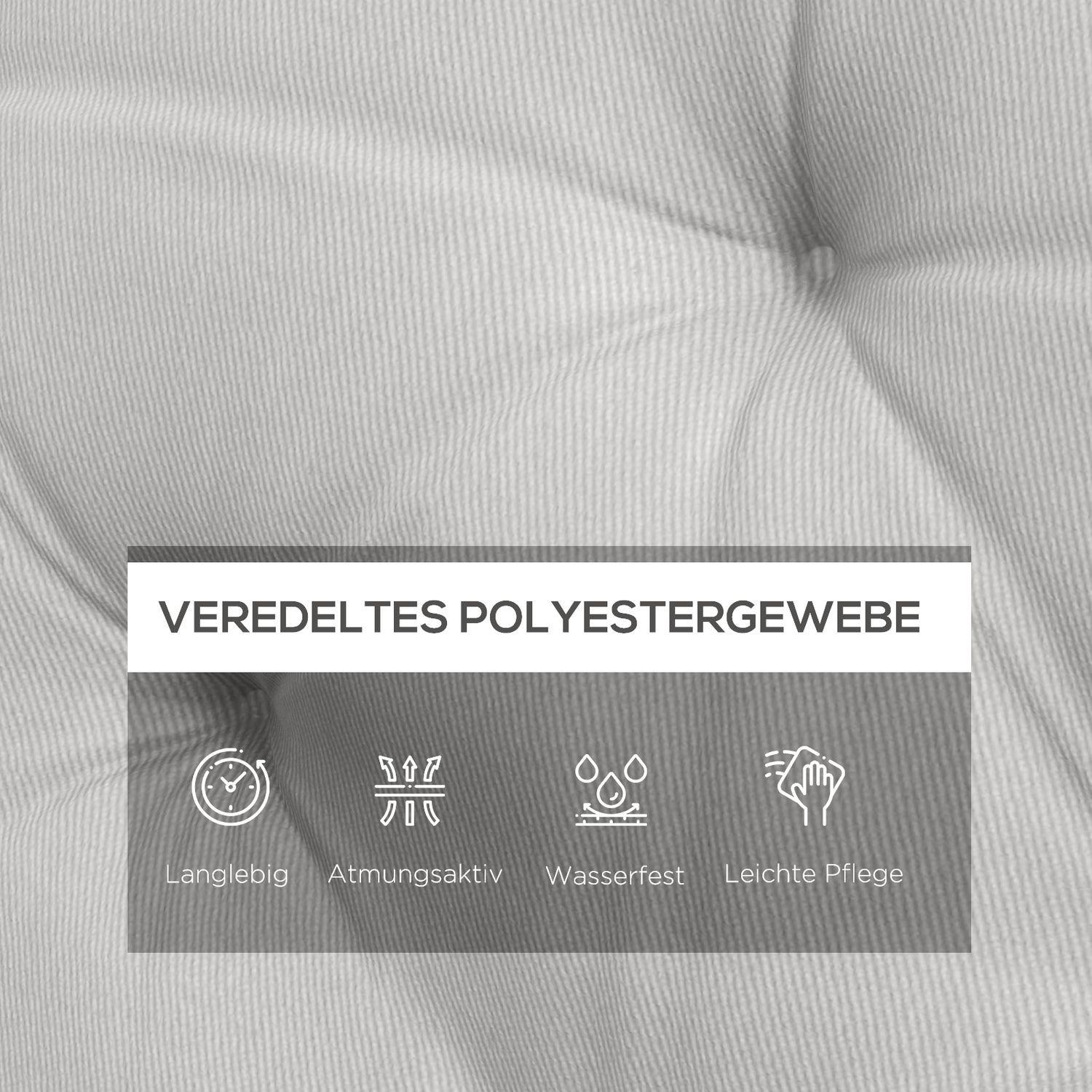 Northio 3 Sitzer Bankauflage 150x98x8 cm Bankkissen mit Bändern, Sitzkissen, Outdoor/Indoor Stuhlkissen, Sitzauflage, Sitzpolster, Bankpolster für Gartenmöbel, Sitzbank Hollywoodschaukel, Hellgrau Aosom