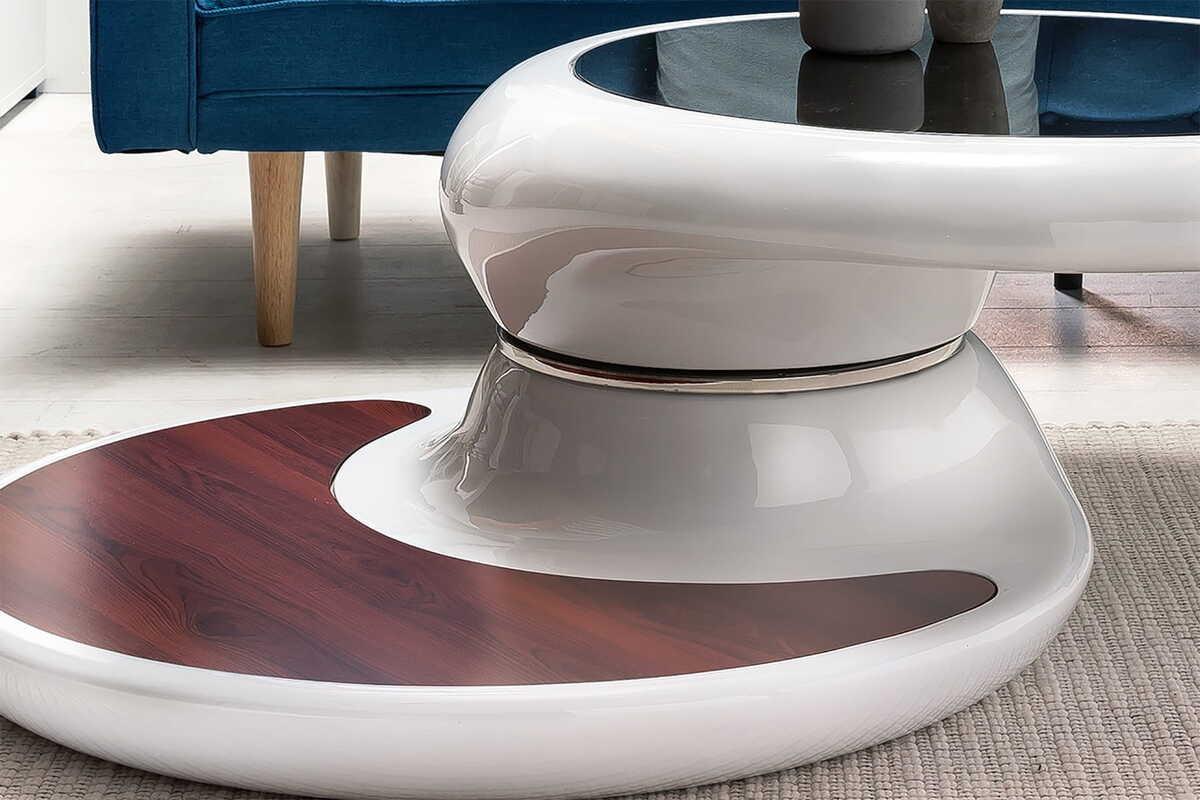 mutoni Couchtisch 90x90x42cm Fiberglas Holz