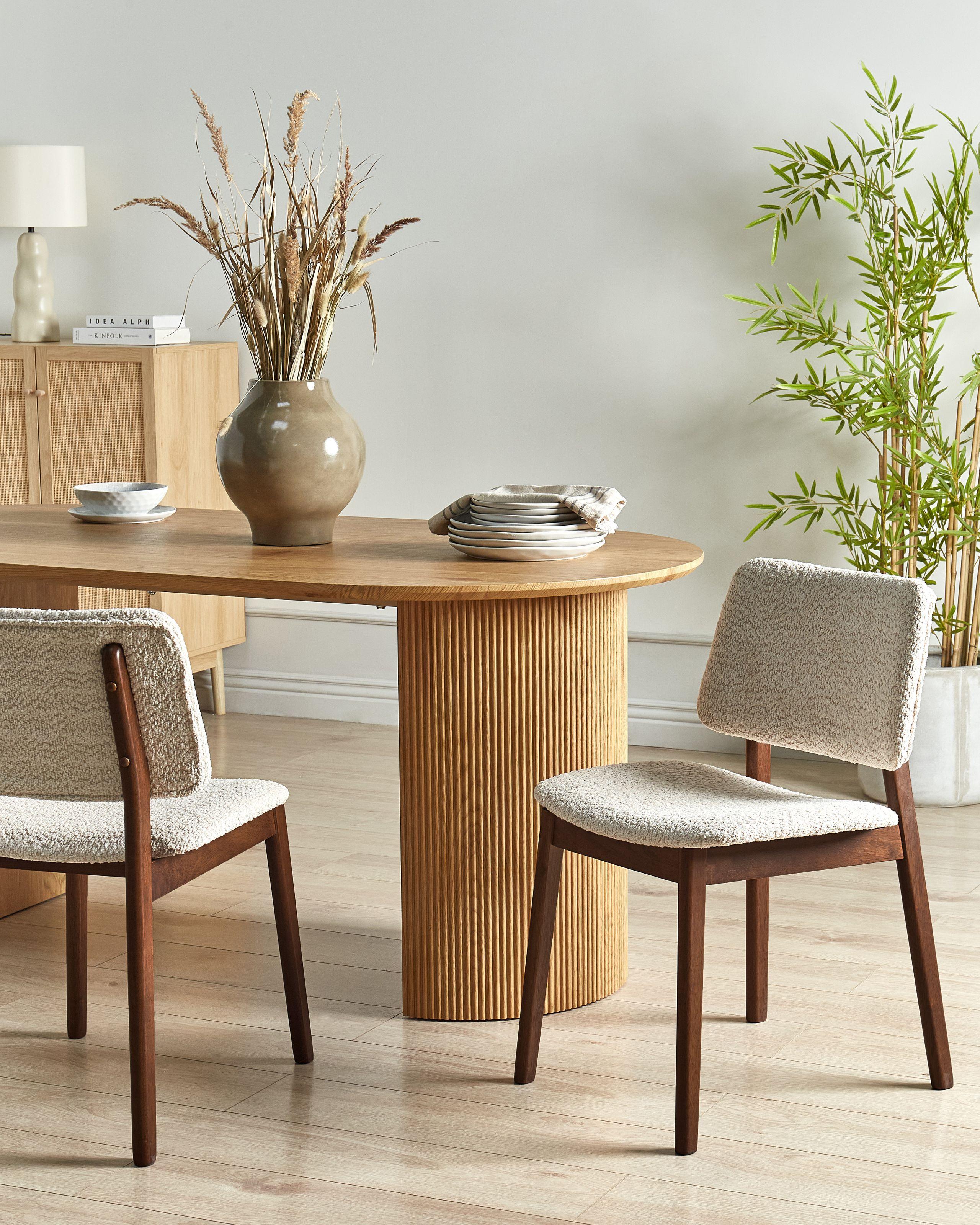 Beliani Esszimmerstuhl 2er Set aus Gummibaumholz Skandinavisch BLANE