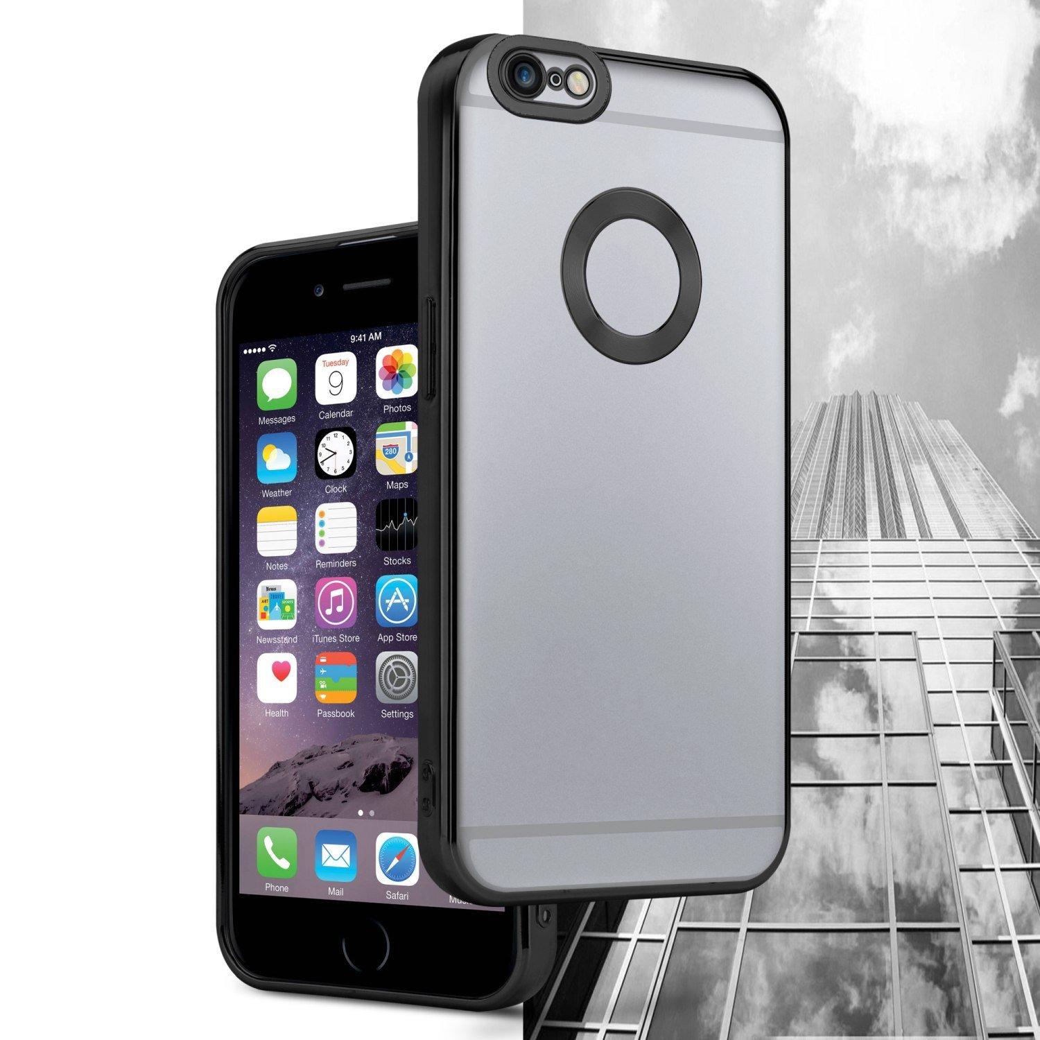 Cadorabo Hülle für Apple iPhone 6 PLUS 6S PLUS mit Chrome Applikation