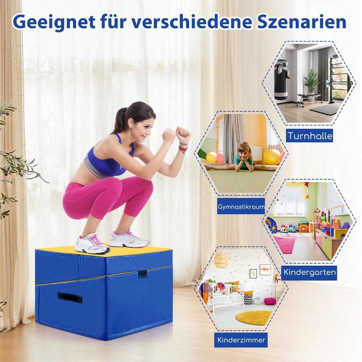 B2X 2 in 1 Turnmatte mit Tragegriff Schräge Gymnastikmatte Keilförmige Weichbodenmatte Gelb