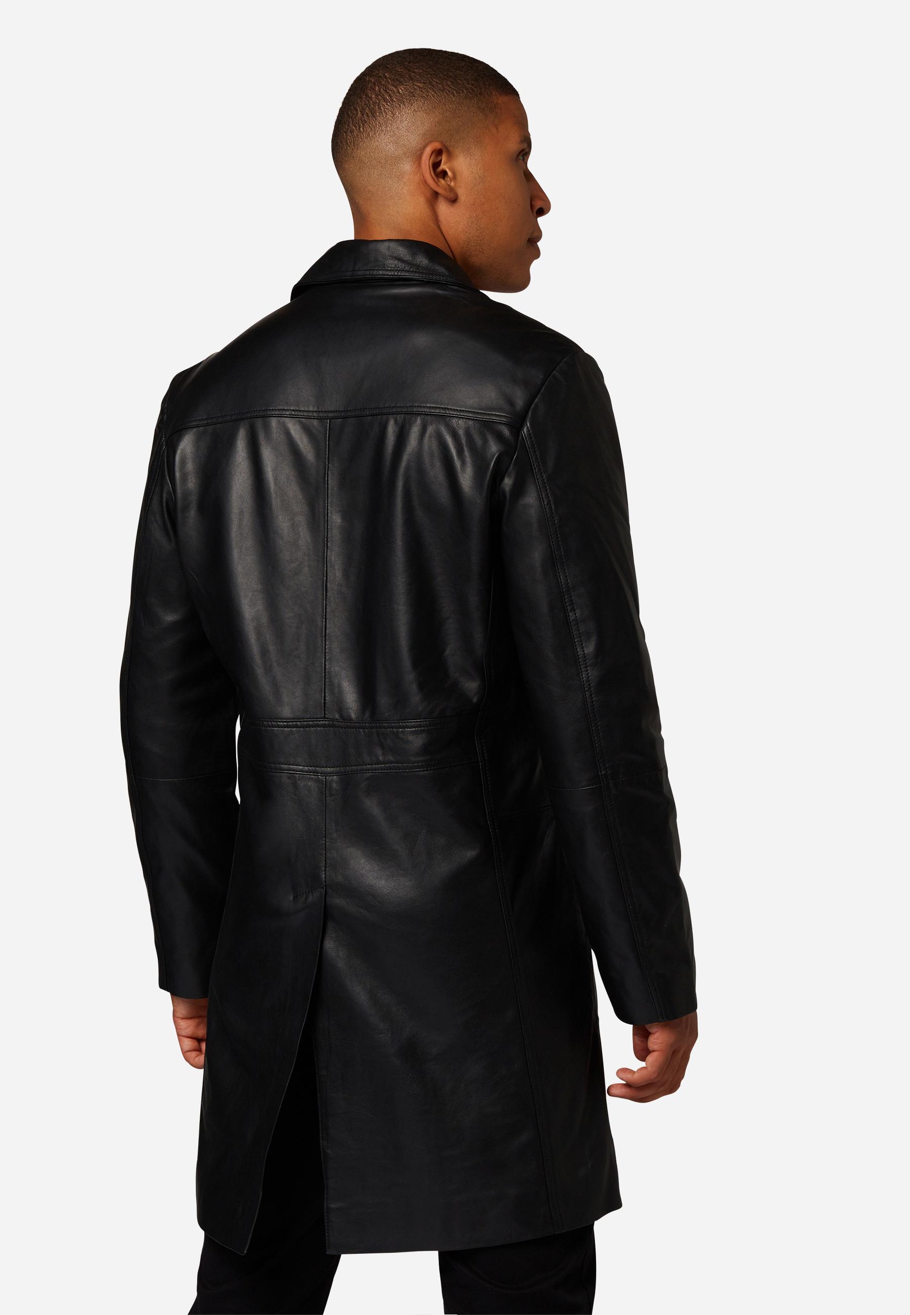 RICANO Ledermantel Safari, mit Knopfverschluss und Reversekragen