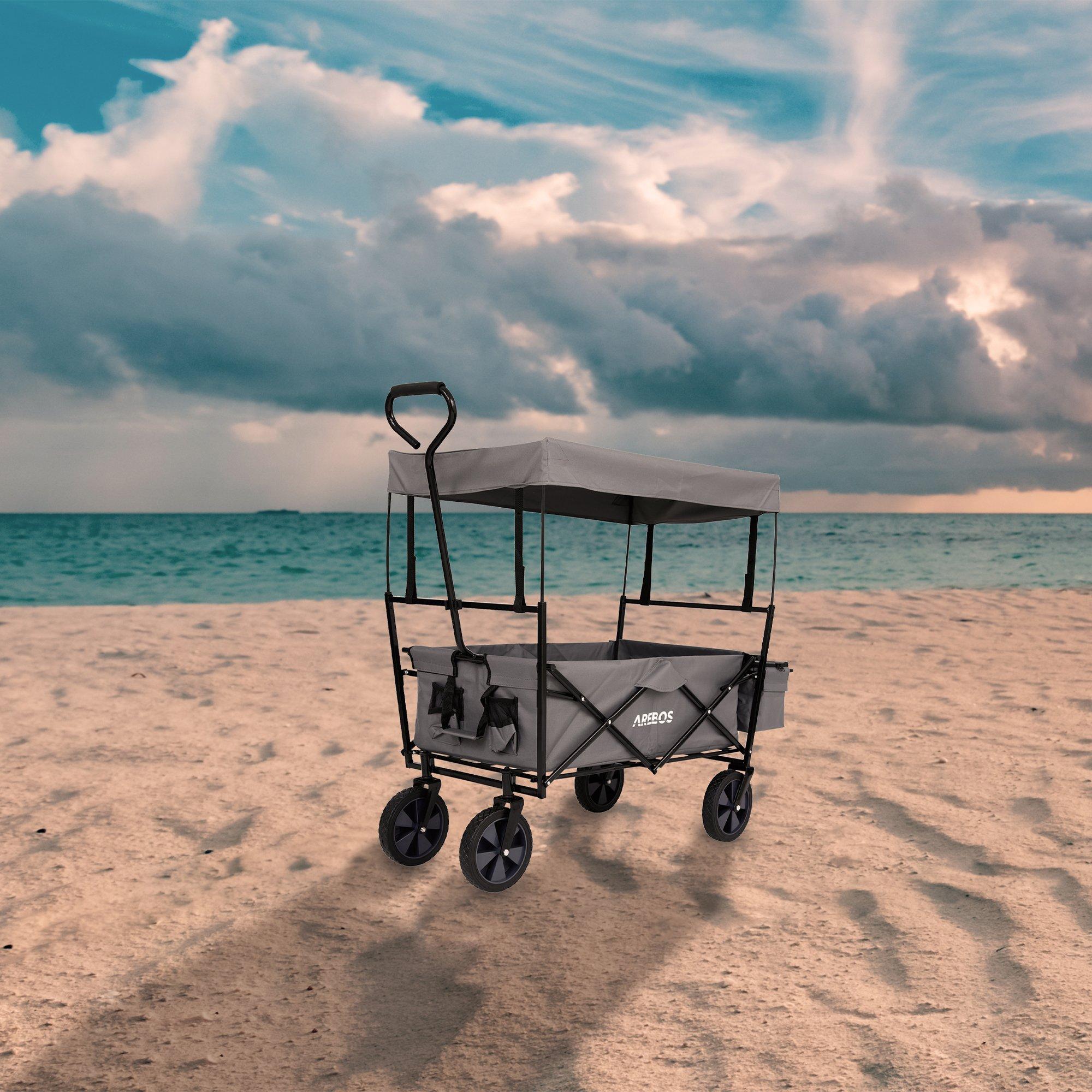 Arebos Bollerwagen mit Dach | Handwagen Transportkarre | Gerätewagen
