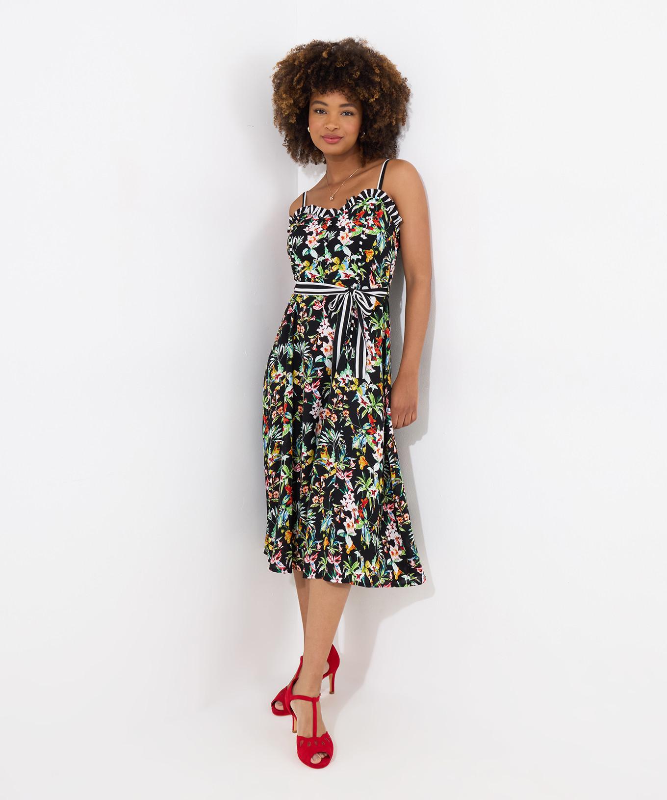 Joe Browns Kleid mit tropischem Druck und Bindegürtel