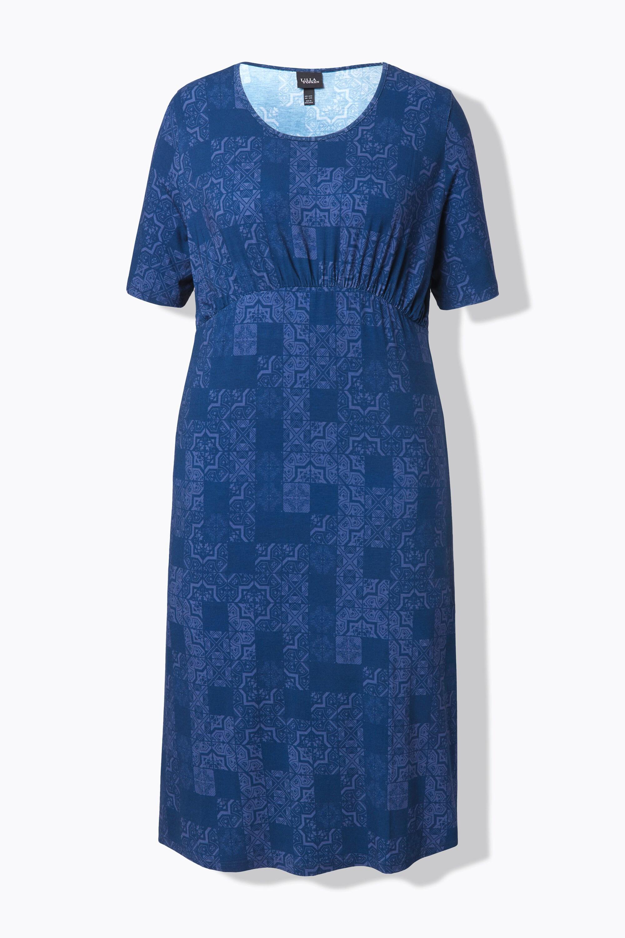 Ulla Popken Jerseykleid A-Linie Rundhals Volant-Halbarm