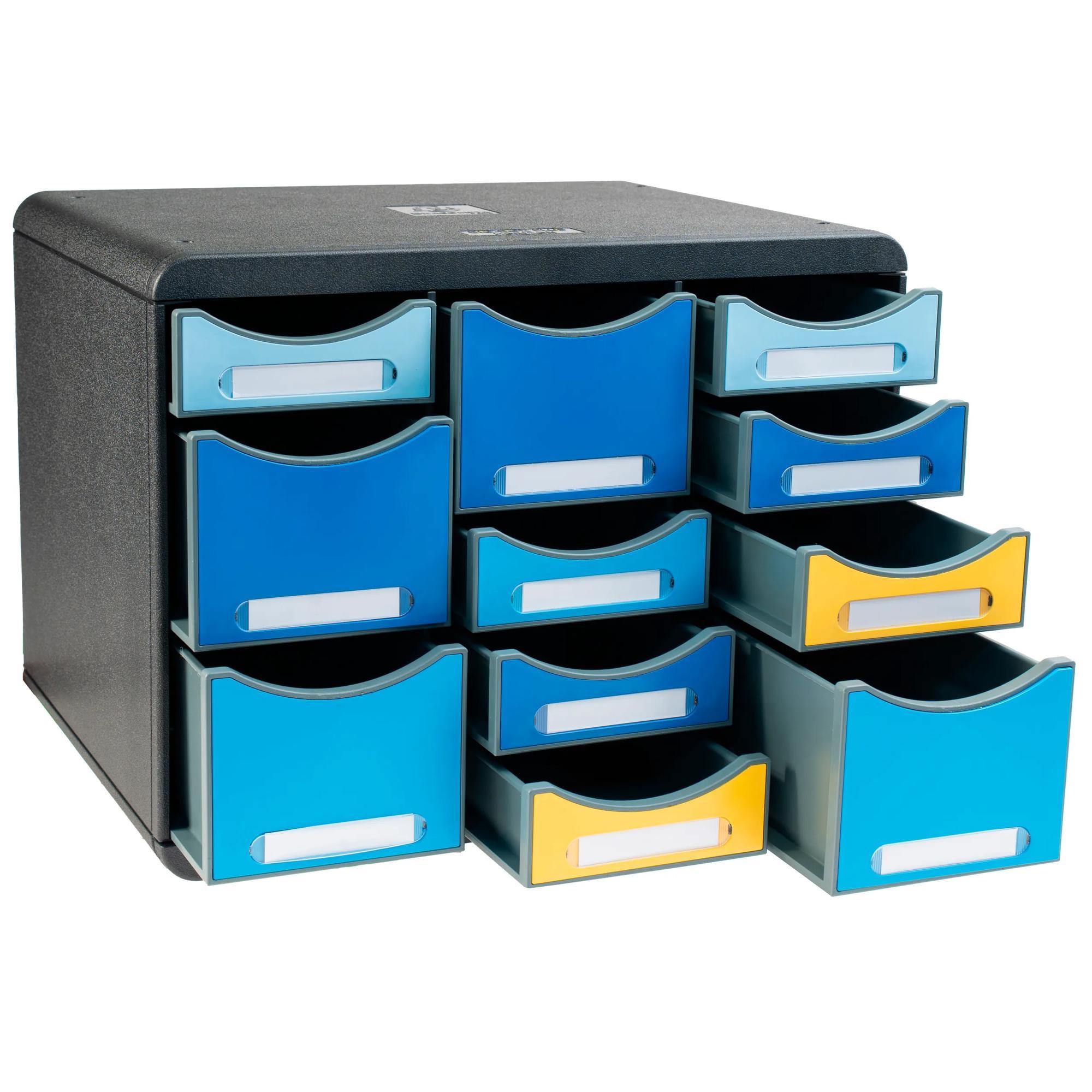 Exacompta Schubladenbox STORE BOX MULTI, 11 offene Schubladen, Bee Blue