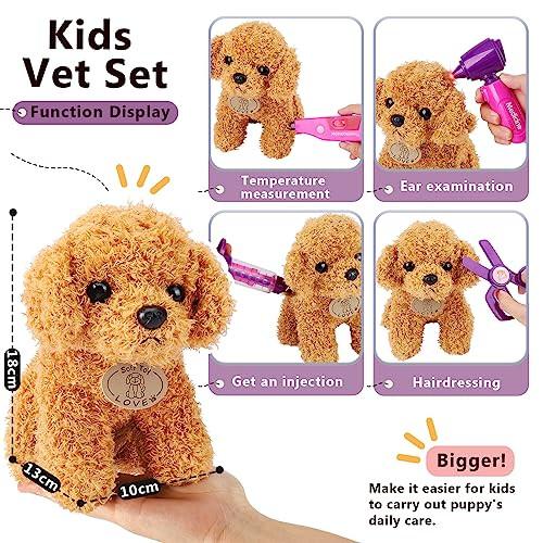 Activity-board Tierarzt Spielset Arztkoffer Kinder ab 3 Jahren, Arzt Rollenspiel Tierarztkoffer mit Plüsch Hund