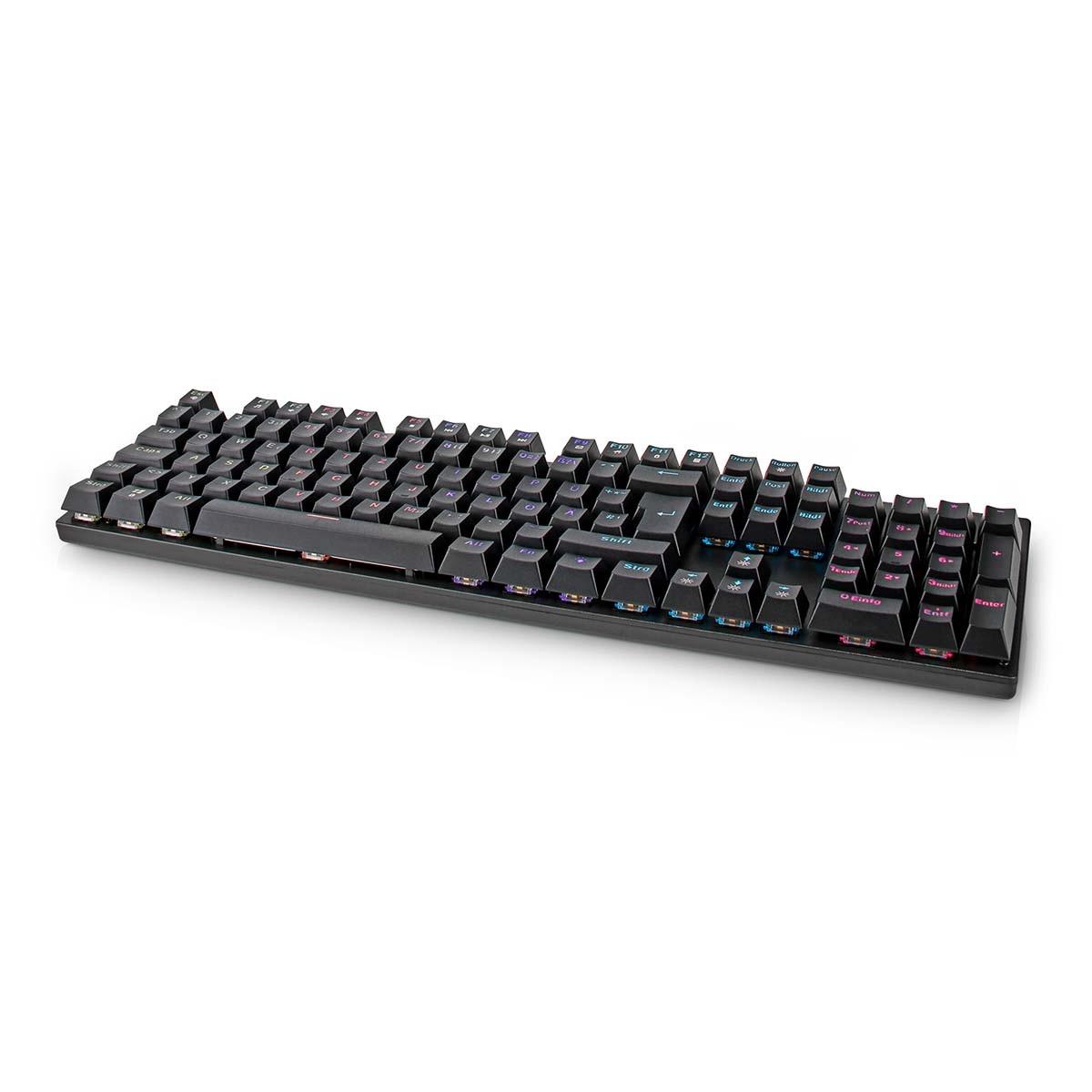 Nedis Kabelgebundene Gaming-Tastatur | USB Typ-A | Mechanische Tasten | LED | Deutsch | DE Layout | USB-Stromversorgung | Stromkabellänge: 1,50 m | Gaming