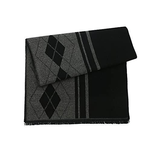Only-bags.store Schal Warm und weich Winterschal Schal gestrickt kariert Winter lange Schals Grau Schwarz